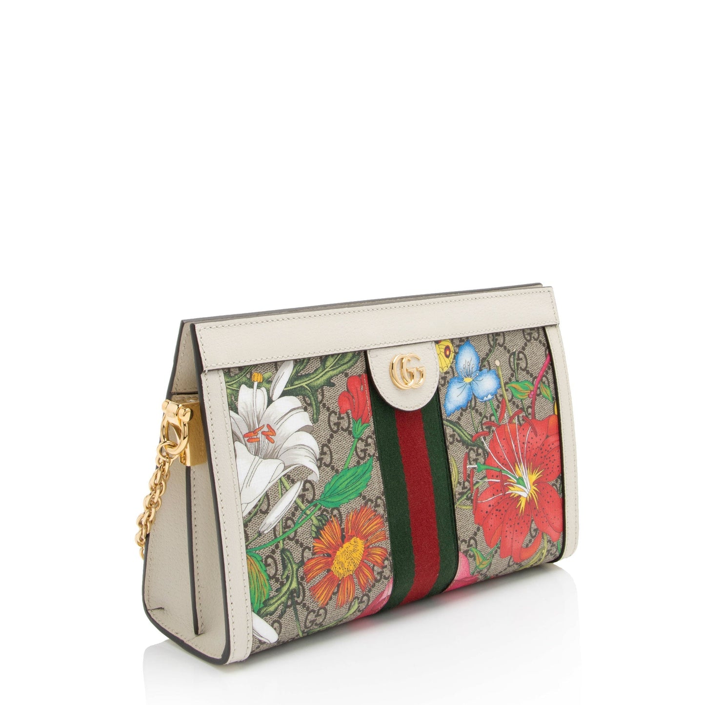 Gucci GG Supreme Flora Ophidia SHF-EhHvKa Leather Canvas Nylon White Shoulder Bag