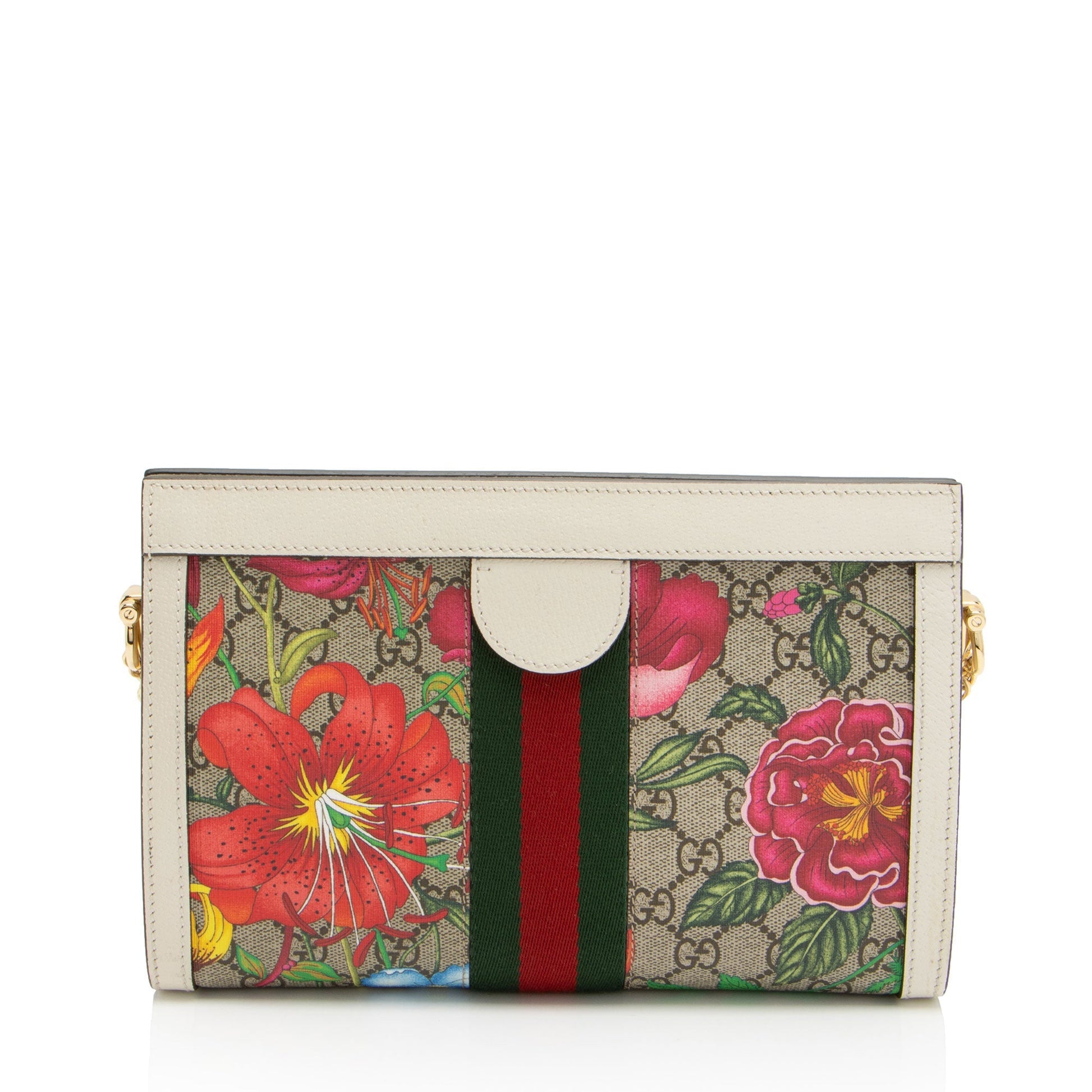 Gucci GG Supreme Flora Ophidia SHF-4KDHW3 Leather Canvas Nylon White Shoulder Bag