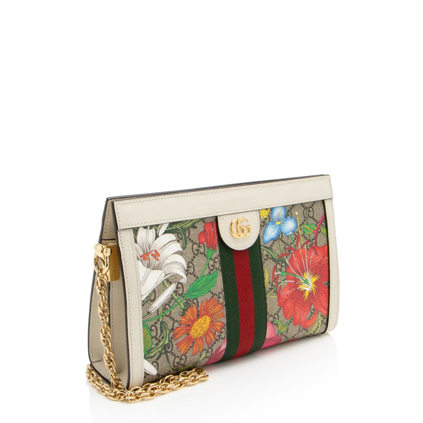 Gucci GG Supreme Flora Ophidia SHF-4KDHW3 Leather Canvas Nylon White Shoulder Bag