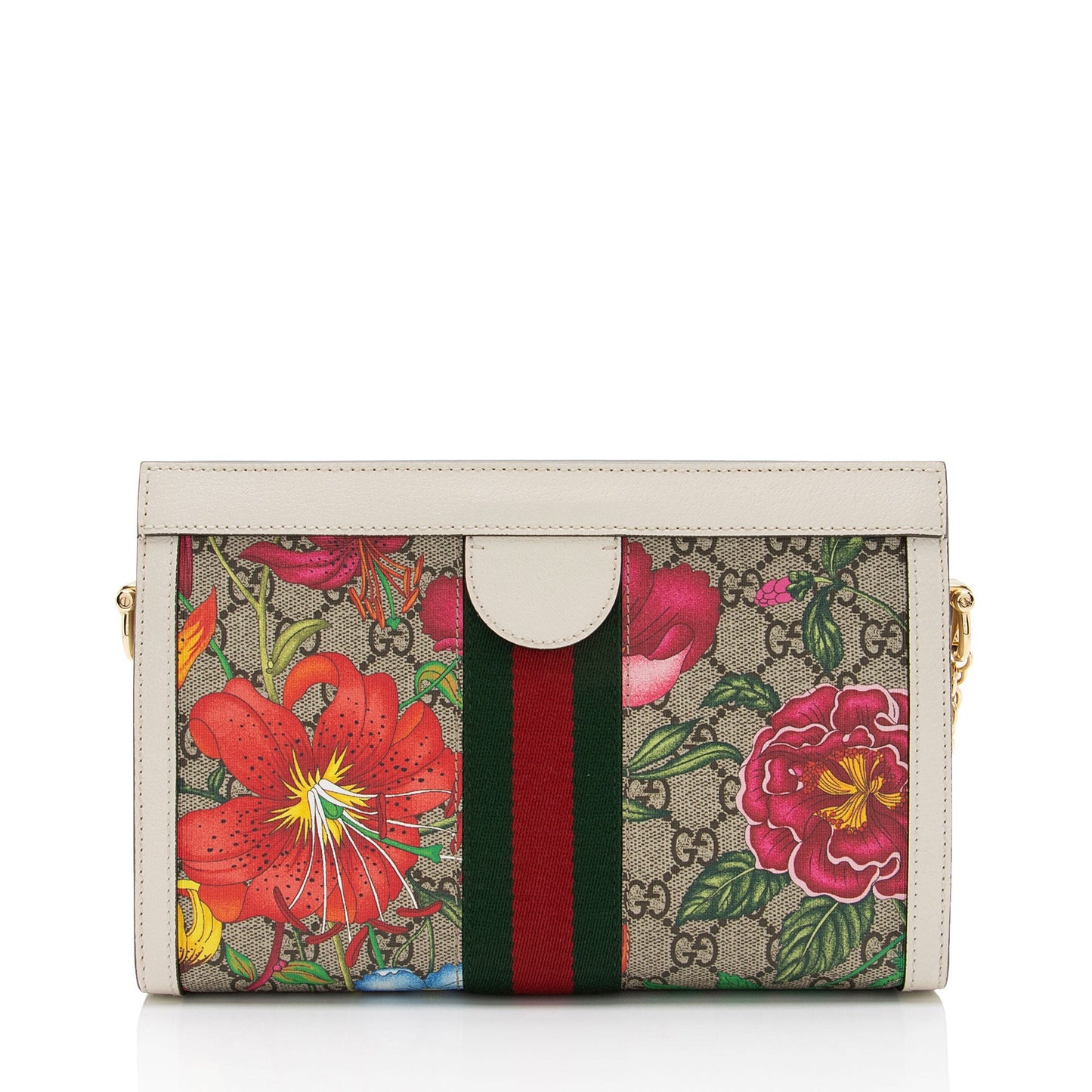 Gucci GG Supreme Flora Ophidia SHF-nYcccu Leather Canvas Nylon White Shoulder Bag