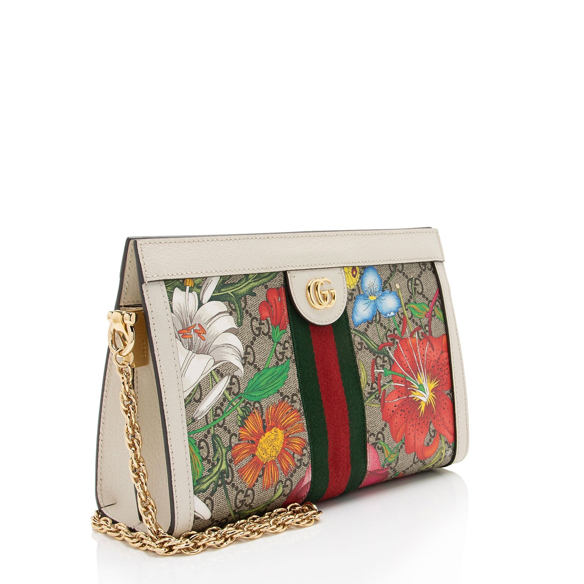 Gucci GG Supreme Flora Ophidia SHF-nYcccu Leather Canvas Nylon White Shoulder Bag