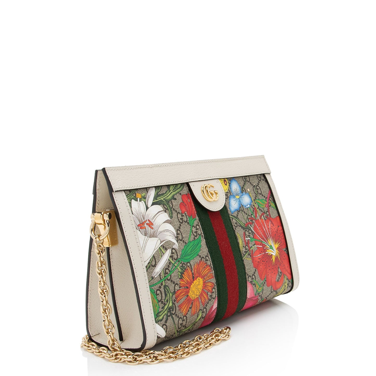 Gucci GG Supreme Flora Ophidia Leather Canvas Nylon White Shoulder Bag Shf Z81Yrh
