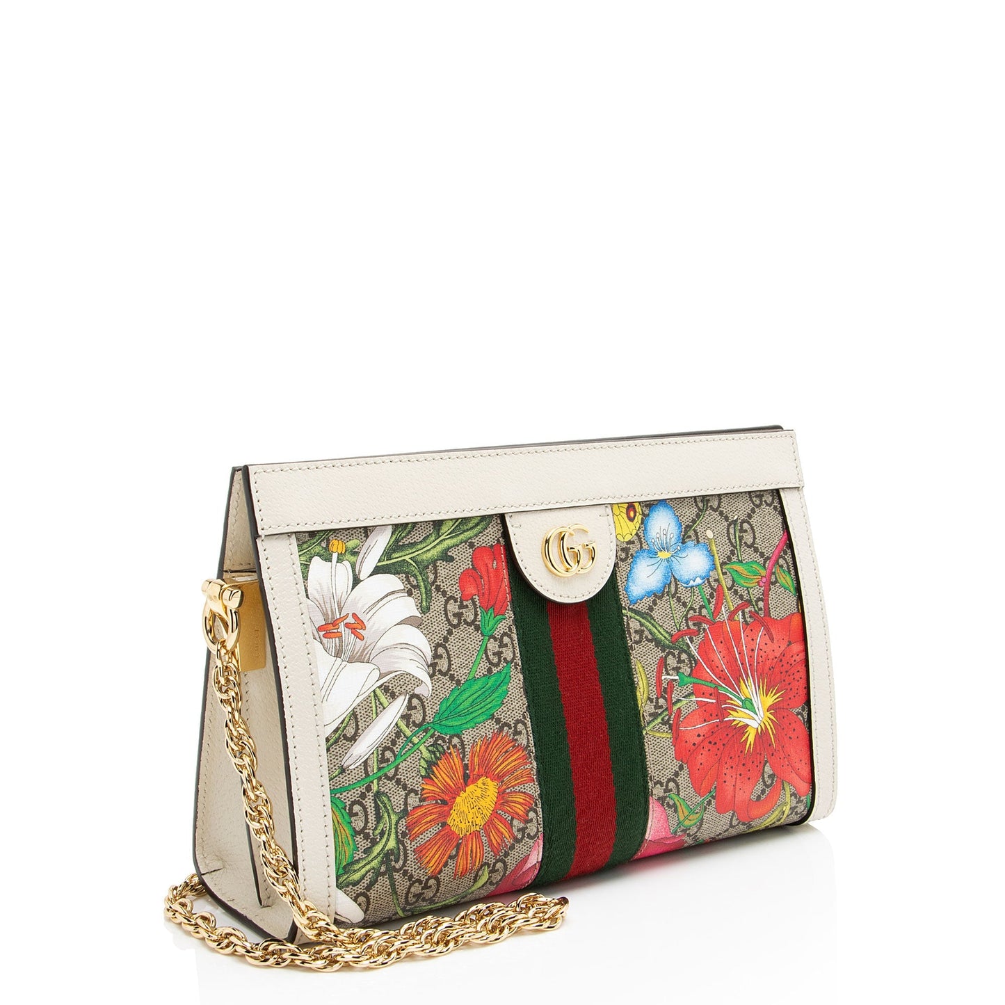 Gucci GG Supreme Flora Ophidia Leather Canvas Nylon White Shoulder Bag Shoulder Bag