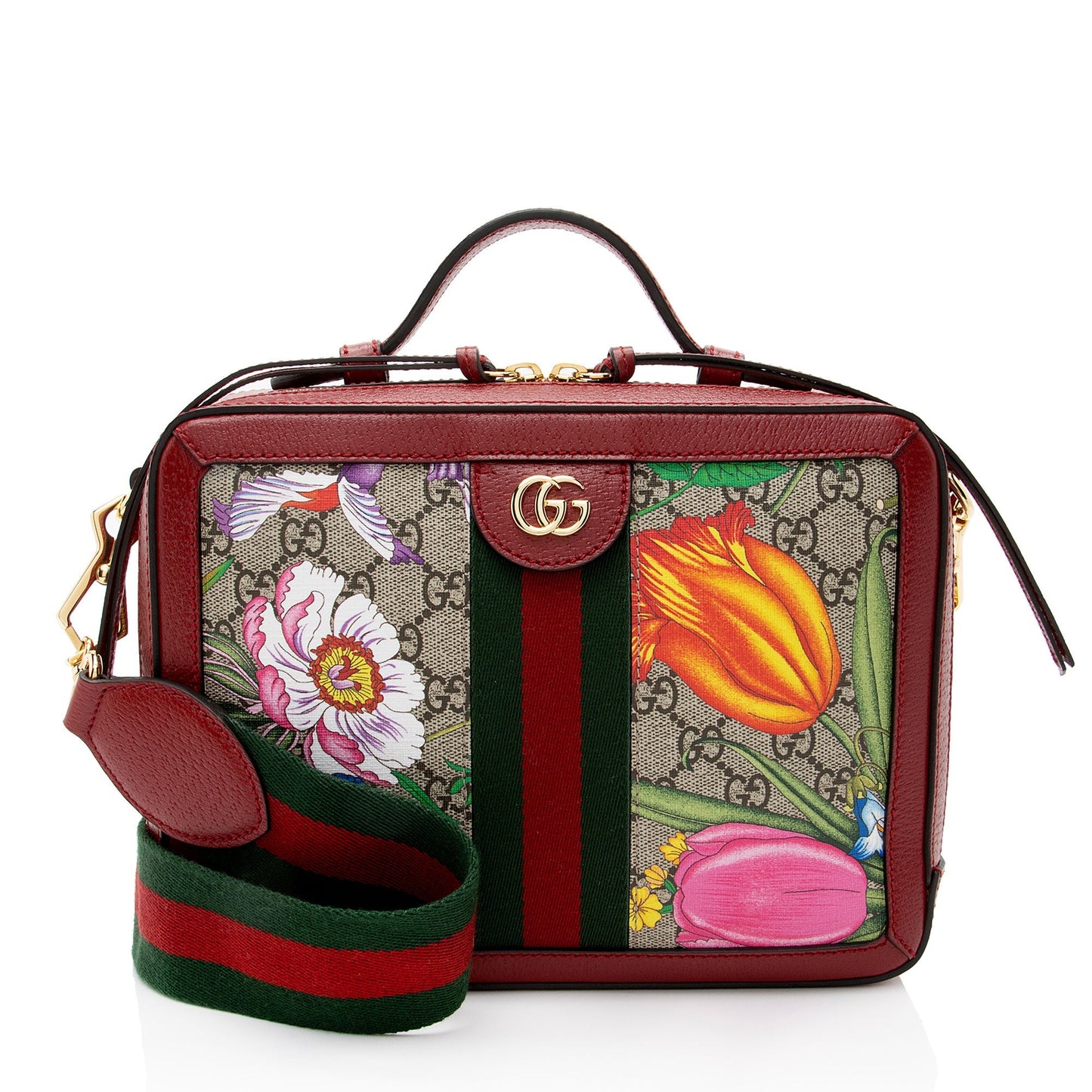 Gucci GG Supreme Flora Ophidia Small Top Handle Crossbody Bag
