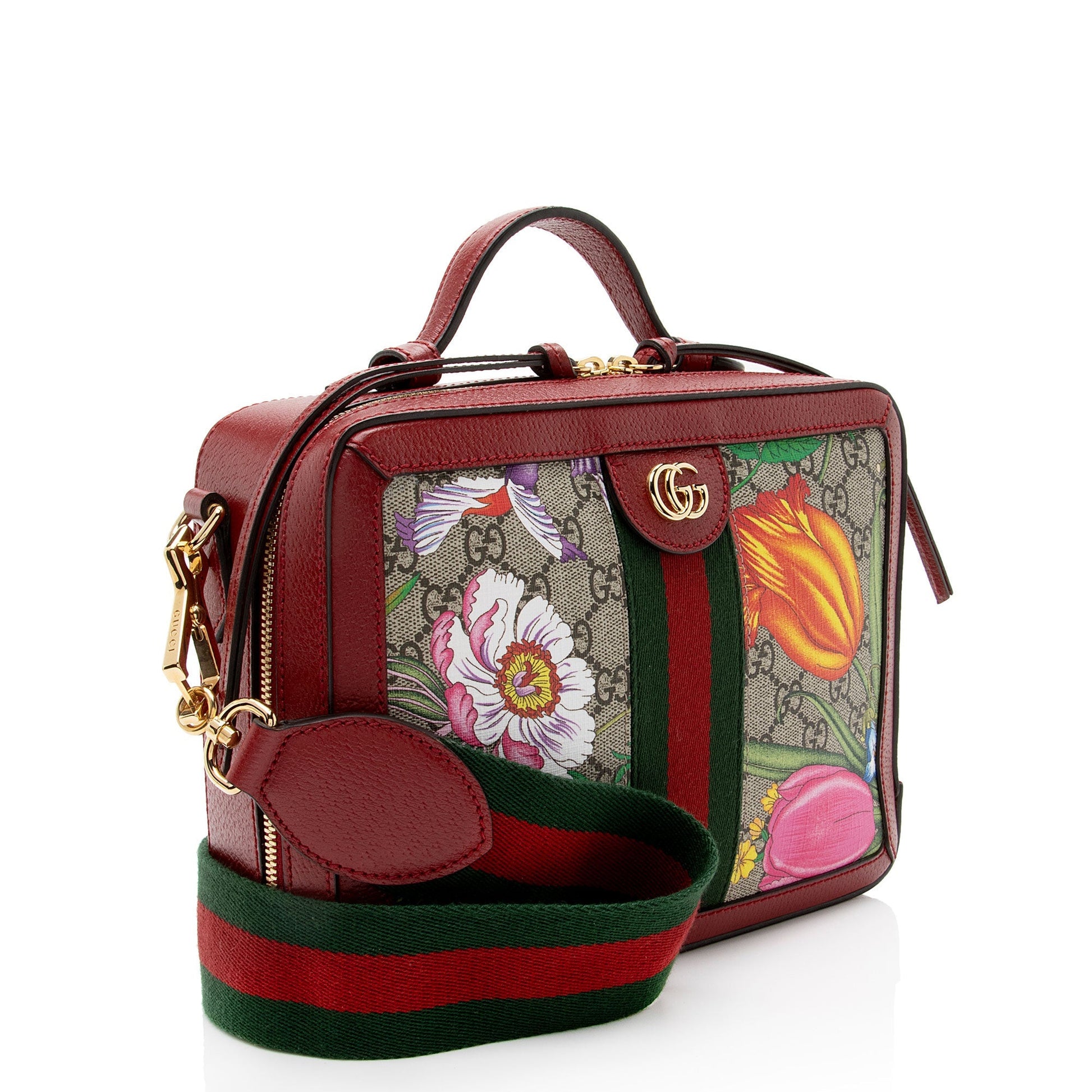 Gucci GG Supreme Flora Ophidia Small Top Handle Crossbody Bag