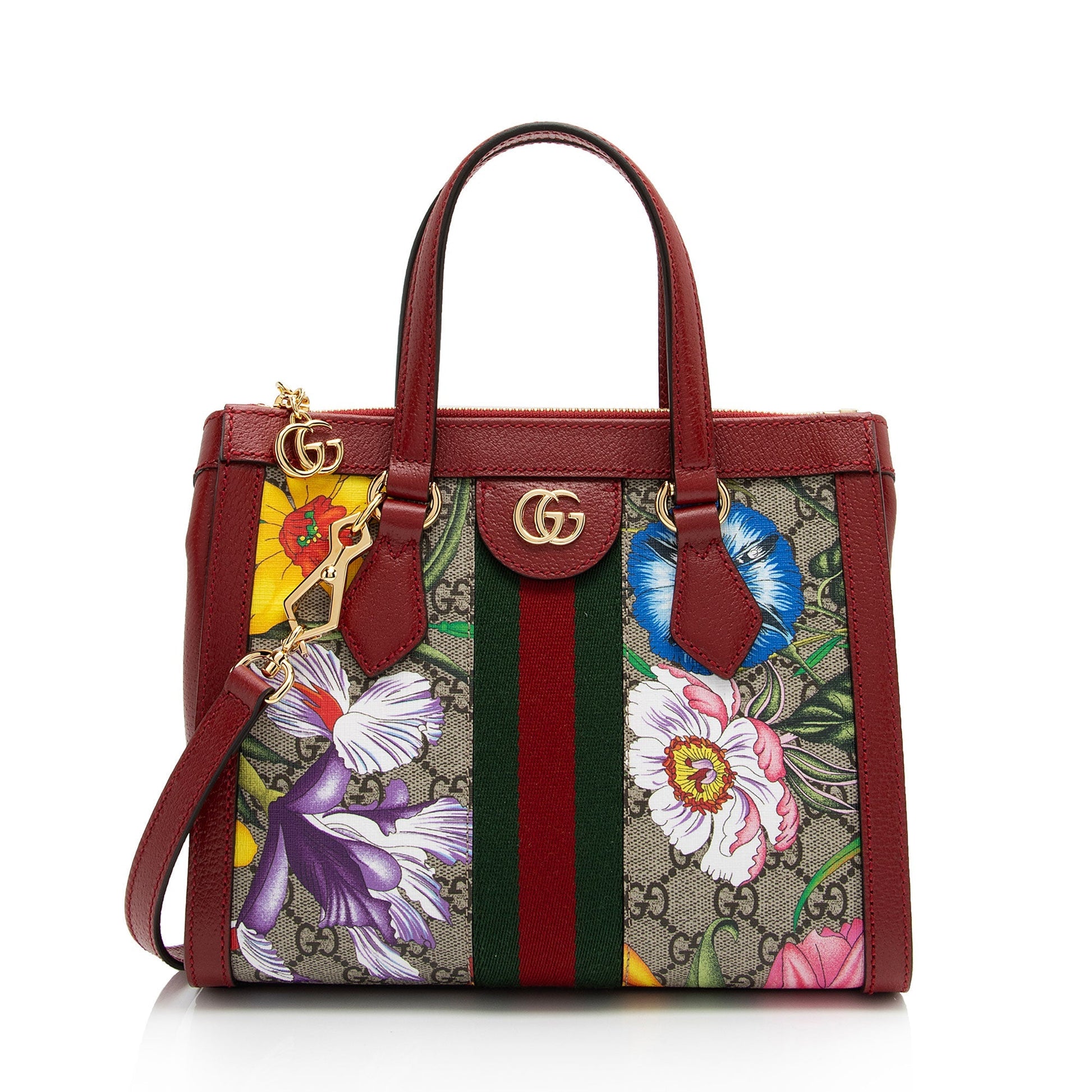 Gucci GG Supreme Flora Ophidia SHF-JvDcT5 Leather Canvas Nylon Beige Tote Bag