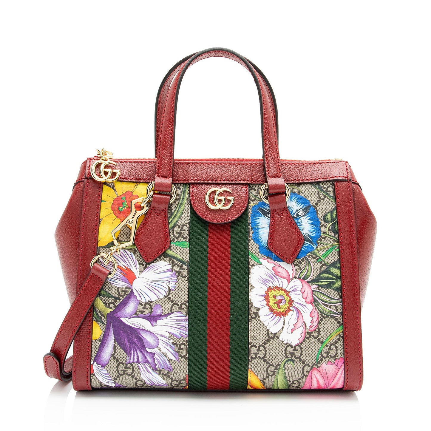 Gucci GG Supreme Flora Ophidia SHF-LuiJoi Leather Canvas Nylon Beige Tote Bag