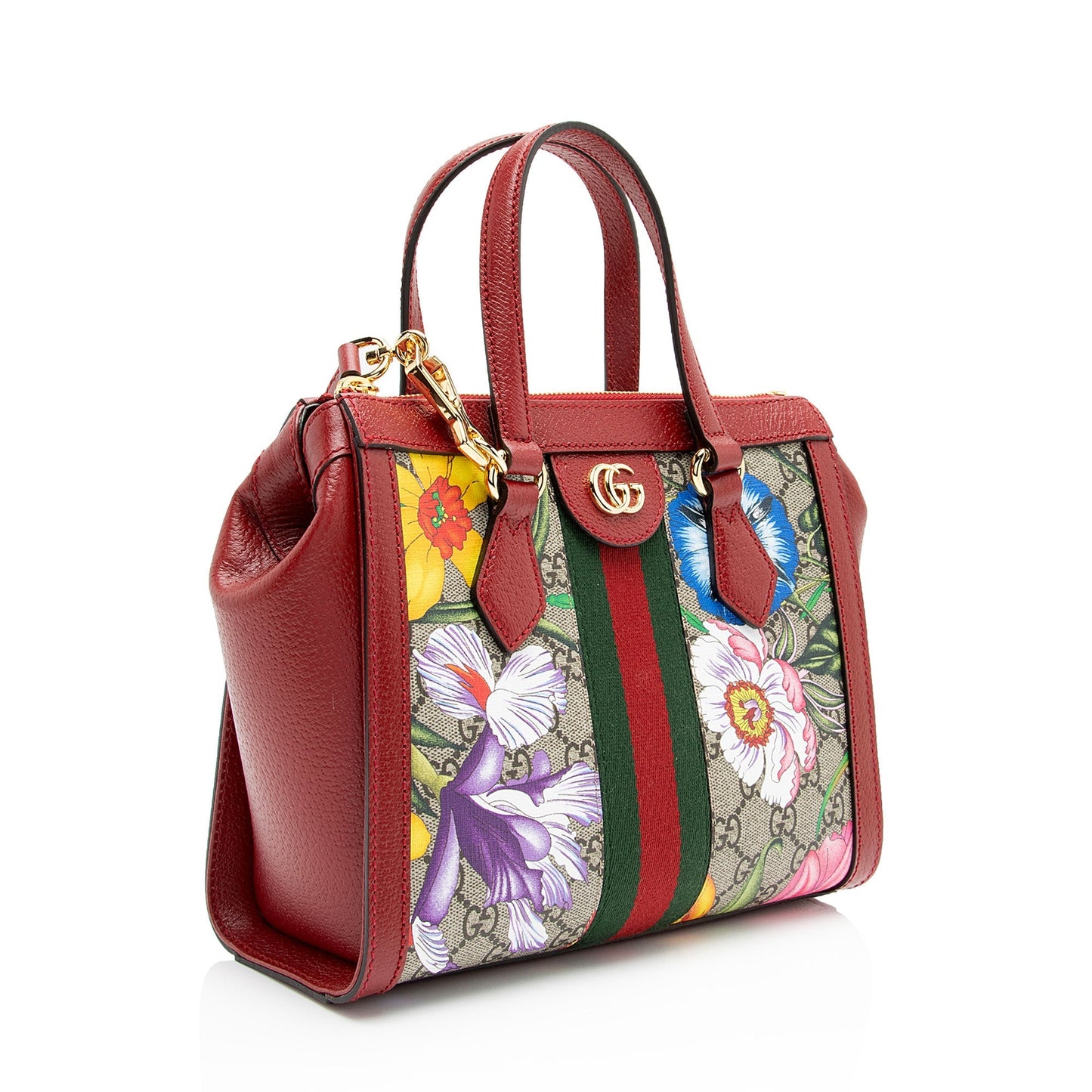 Gucci GG Supreme Flora Ophidia SHF-LuiJoi Leather Canvas Nylon Beige Tote Bag
