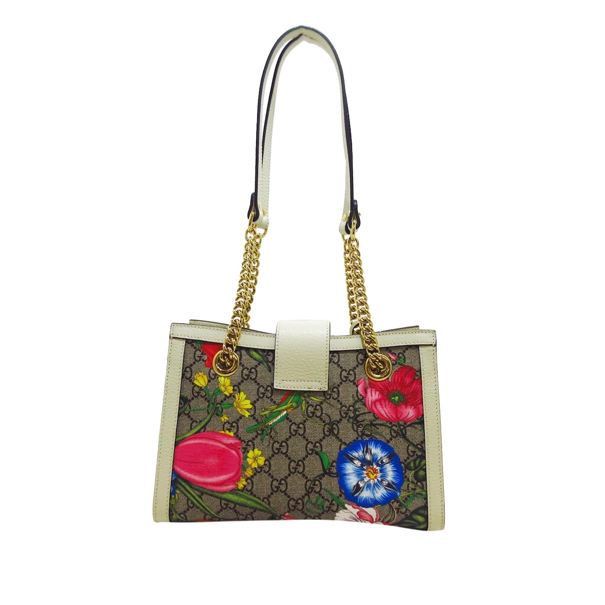 Gucci GG Supreme Flora Padlock SHG-9mmWKN Canvas Calf Brown Shoulder Bag