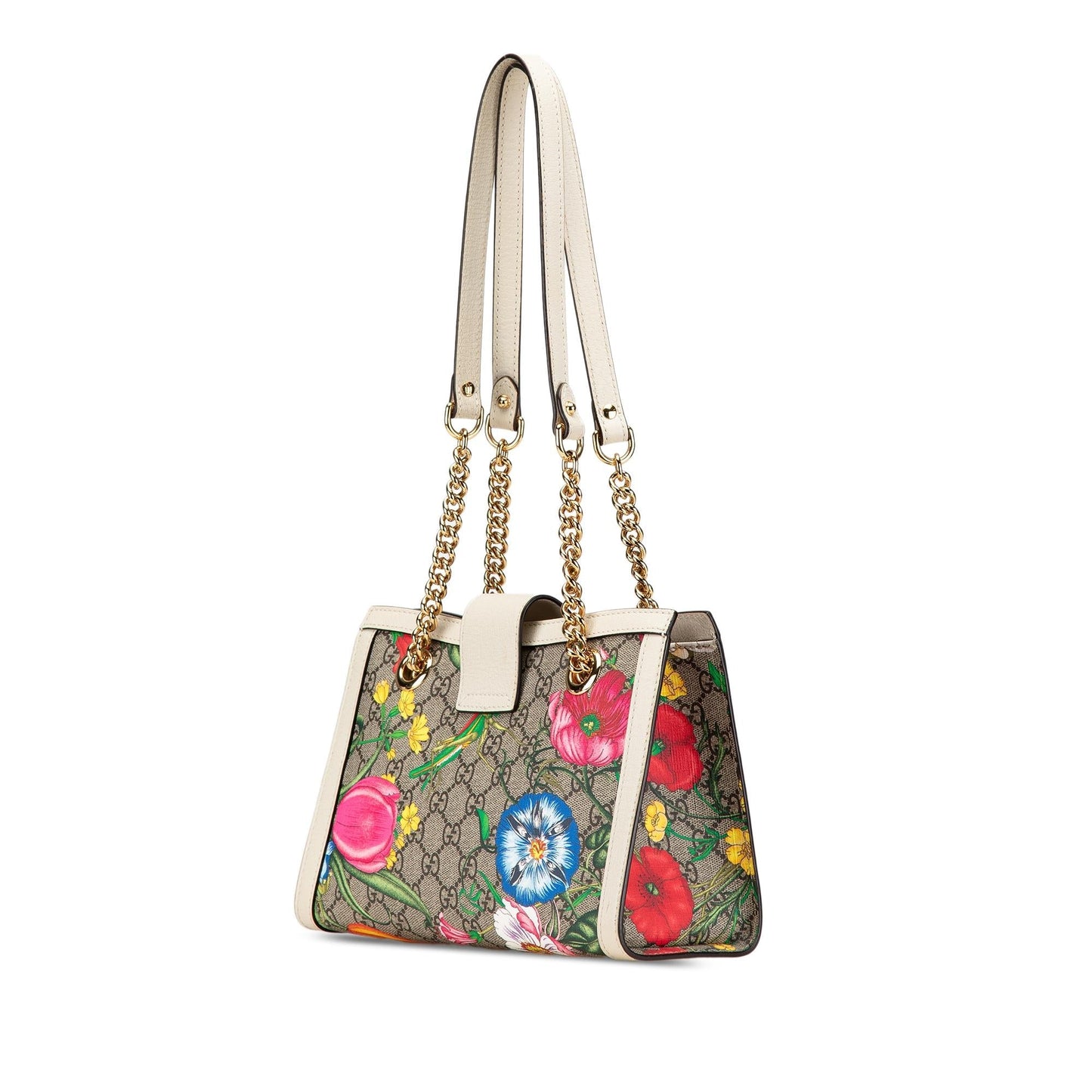 Gucci GG Supreme Flora Padlock Canvas Brown Shoulder Bag