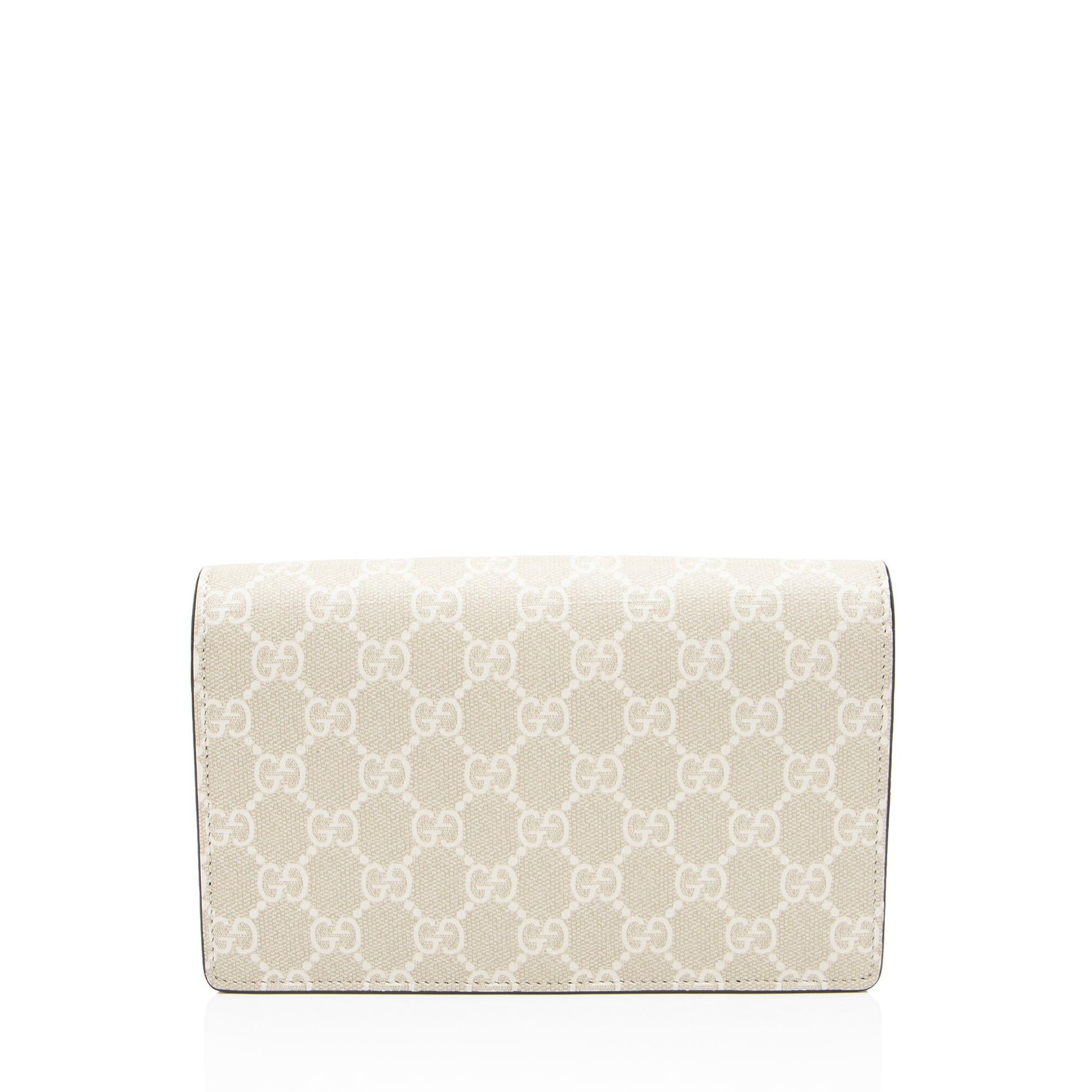 Gucci GG Supreme GG Marmont Chain Leather Canvas White Beige Crossbody Bag