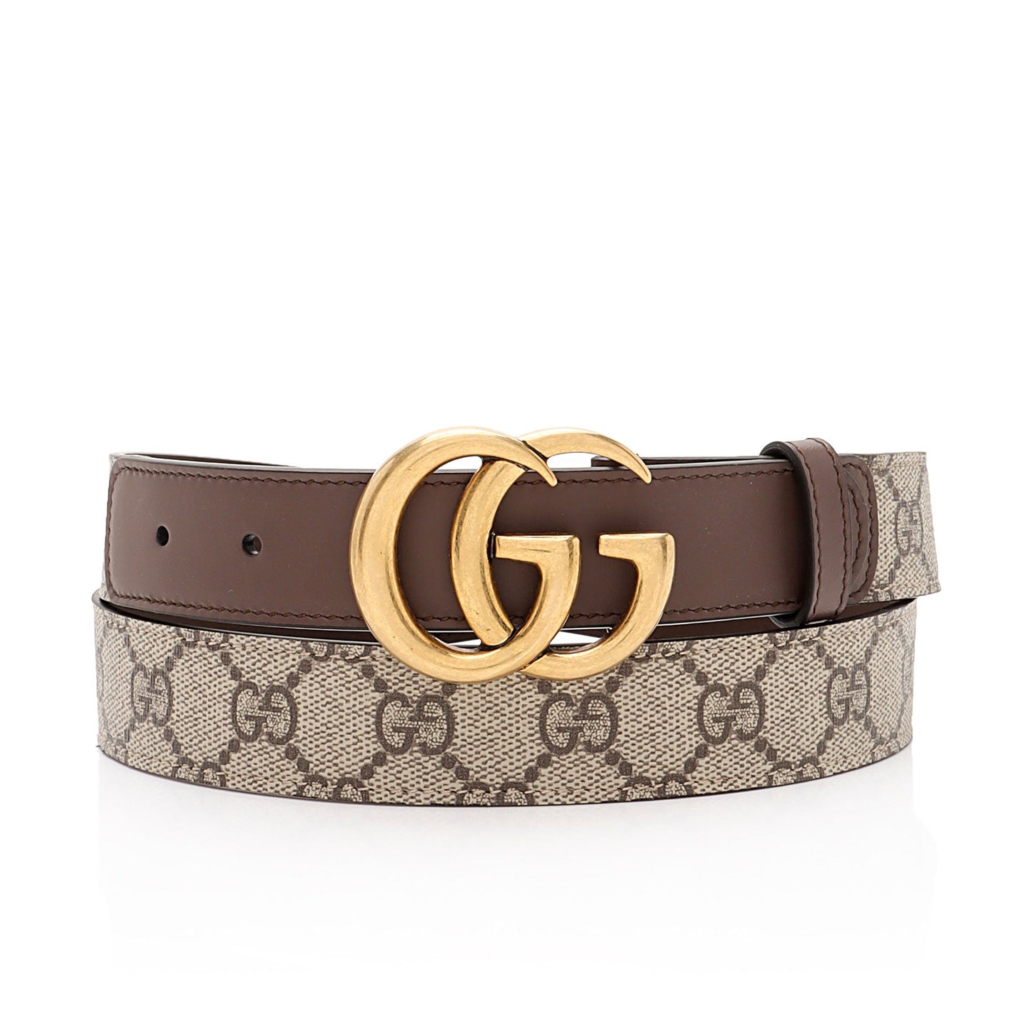 Gucci GG Supreme GG Marmont Slim Leather Canvas Brown Beige Accessory