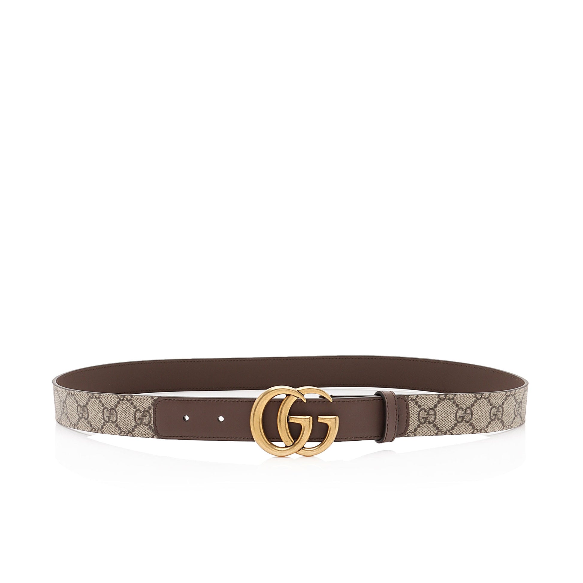 Gucci GG Supreme GG Marmont Slim Leather Canvas Brown Beige Accessory