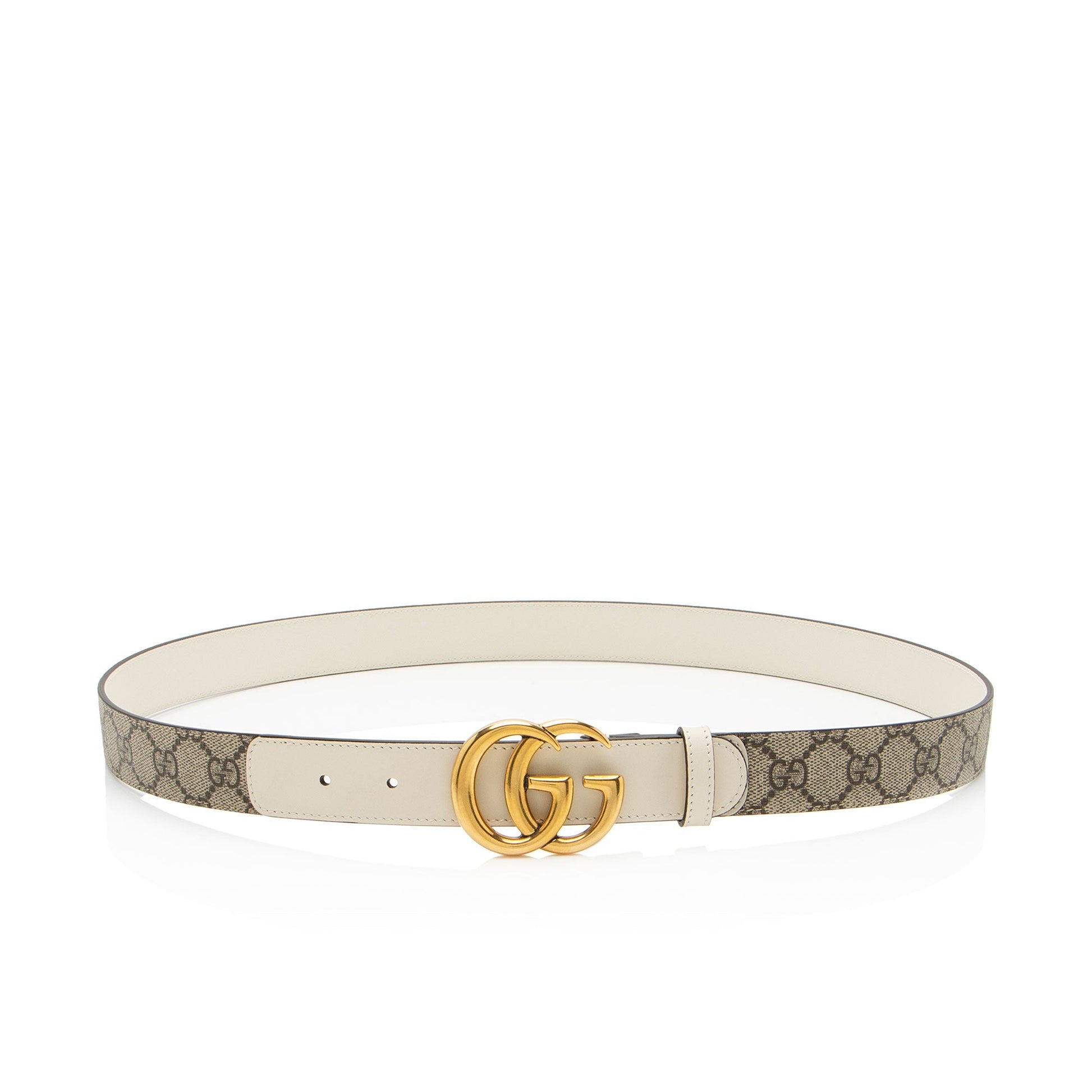 Gucci GG Supreme GG Marmont Thin Leather Canvas White Brown Accessory