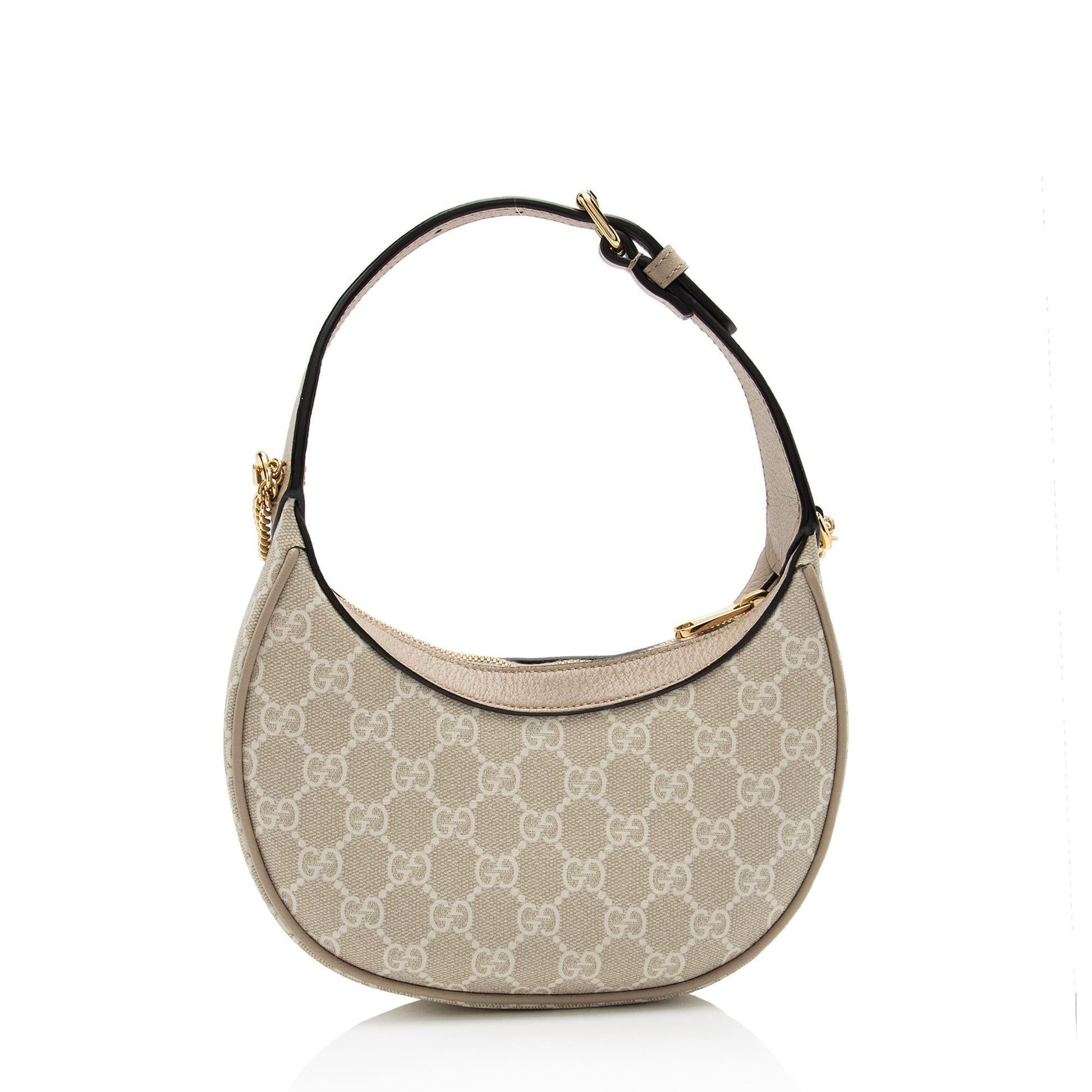 Gucci GG Supreme Half Moon SHF-GZ3MI8 Leather Canvas White Beige Shoulder Bag