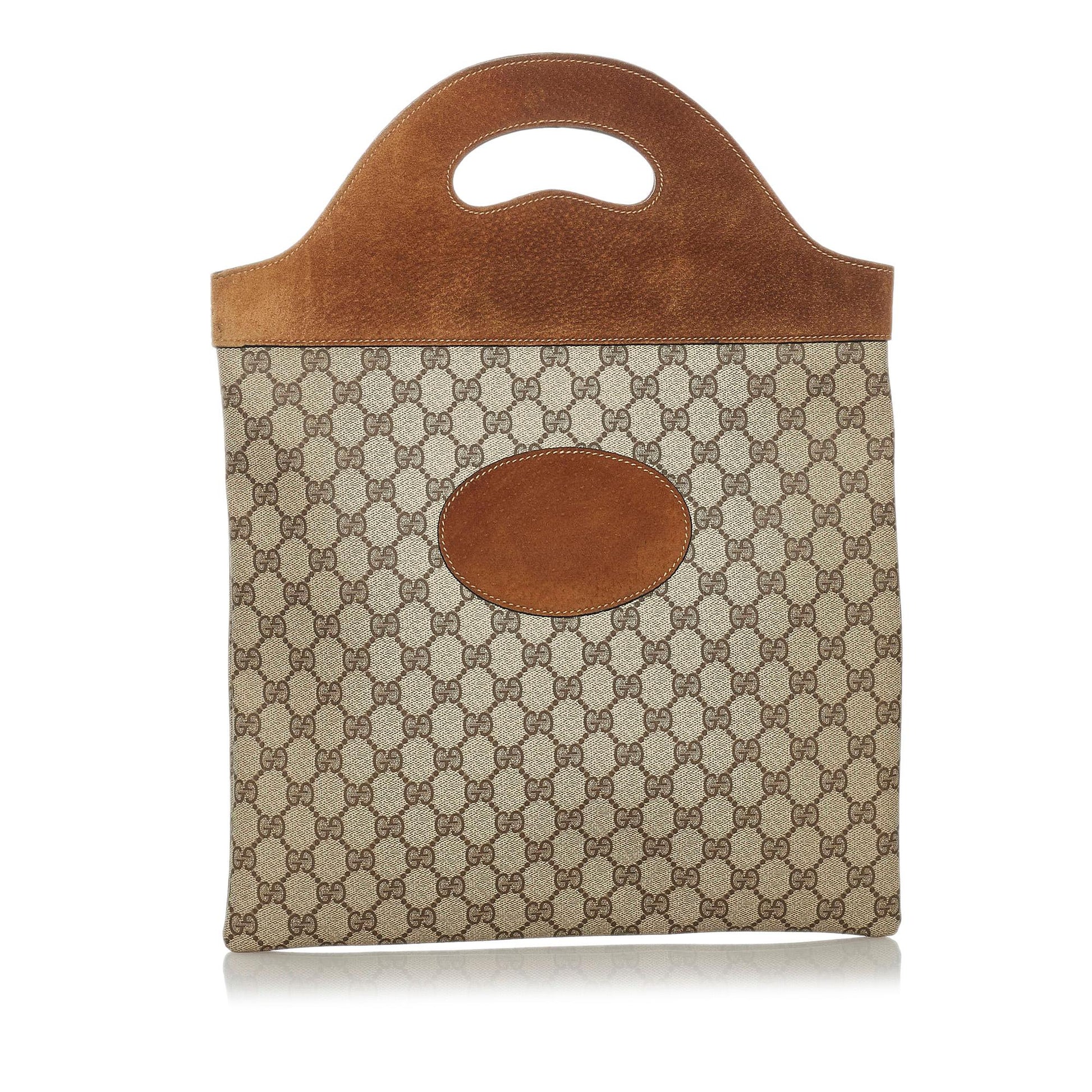 Gucci GG Supreme SHG Canvas Calf Brown Satchel Bag