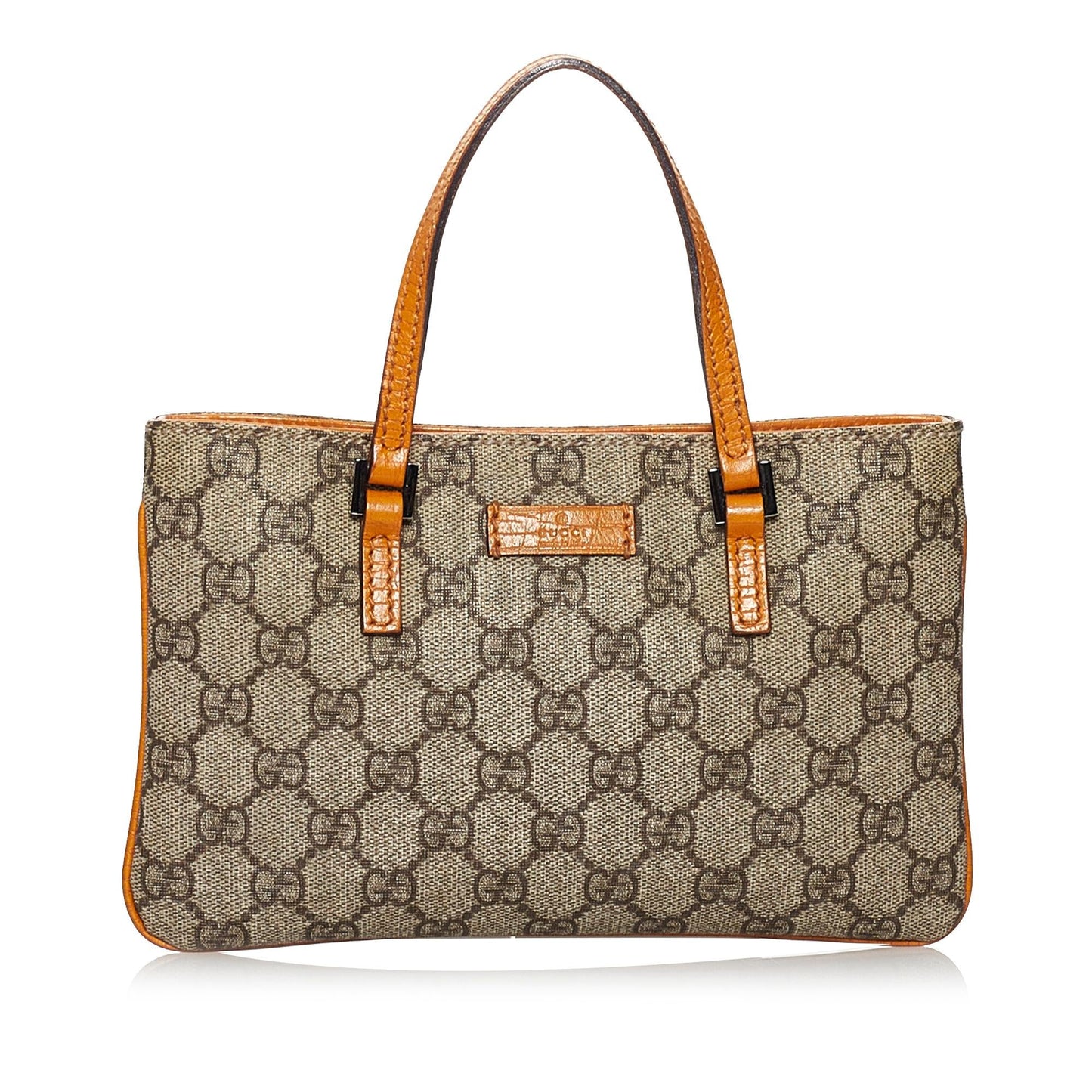 Gucci GG Supreme SHG Canvas Brown Orange Satchel Bag
