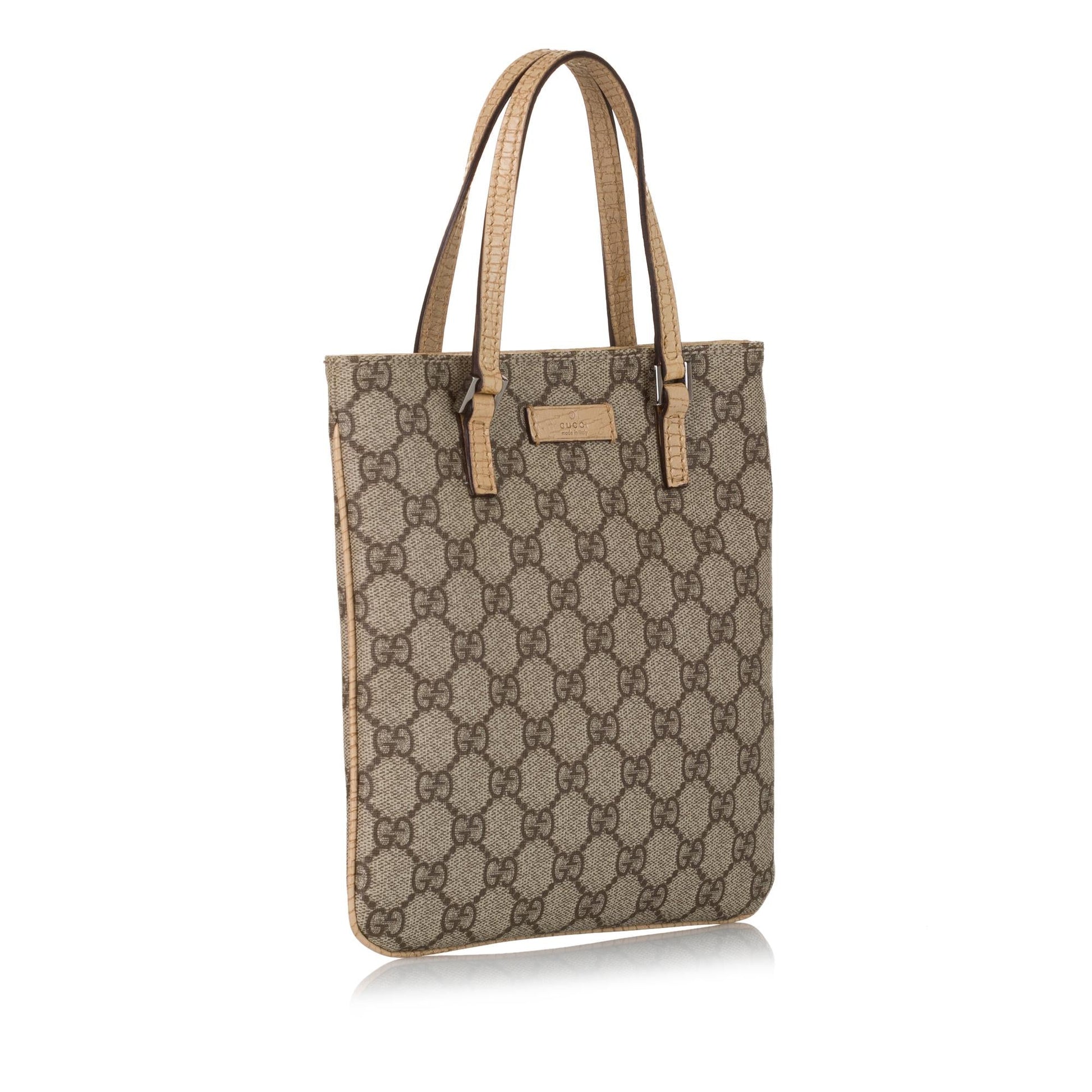 Gucci GG Supreme SHG Canvas Calf Brown Satchel Bag Handbag Shg