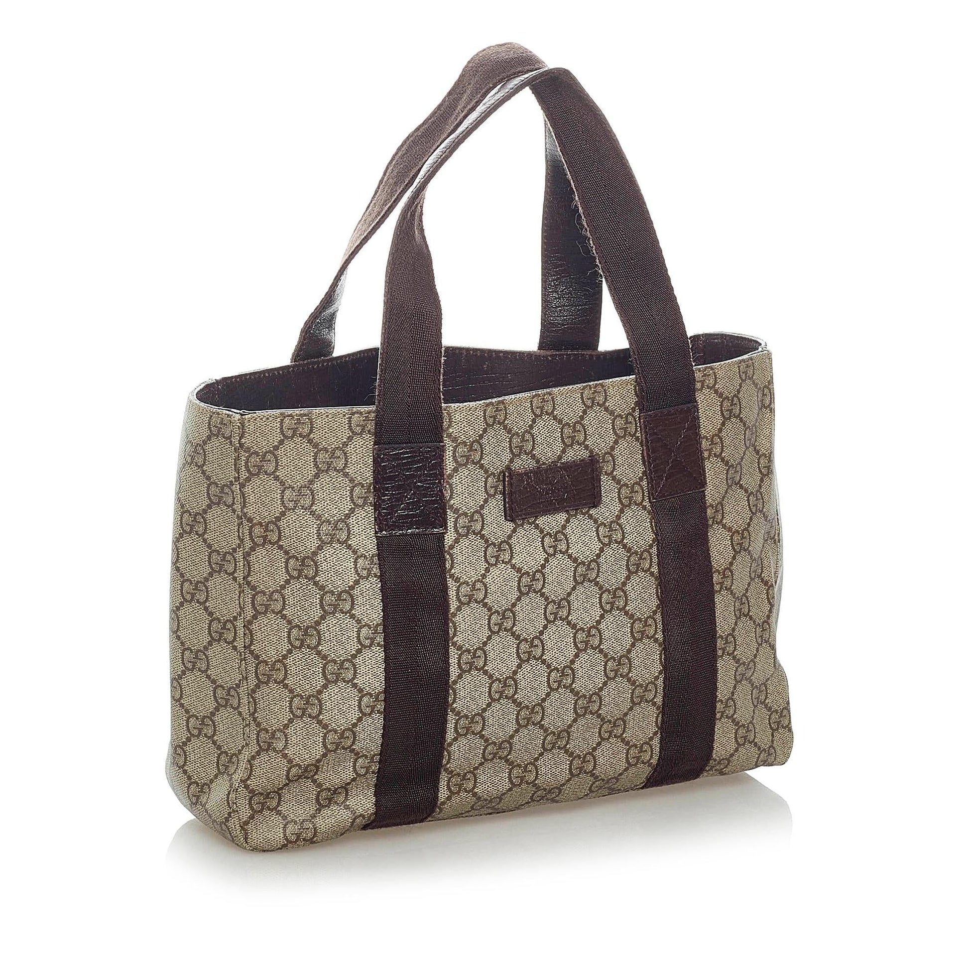 Gucci GG Supreme SHG Canvas Brown Satchel Bag