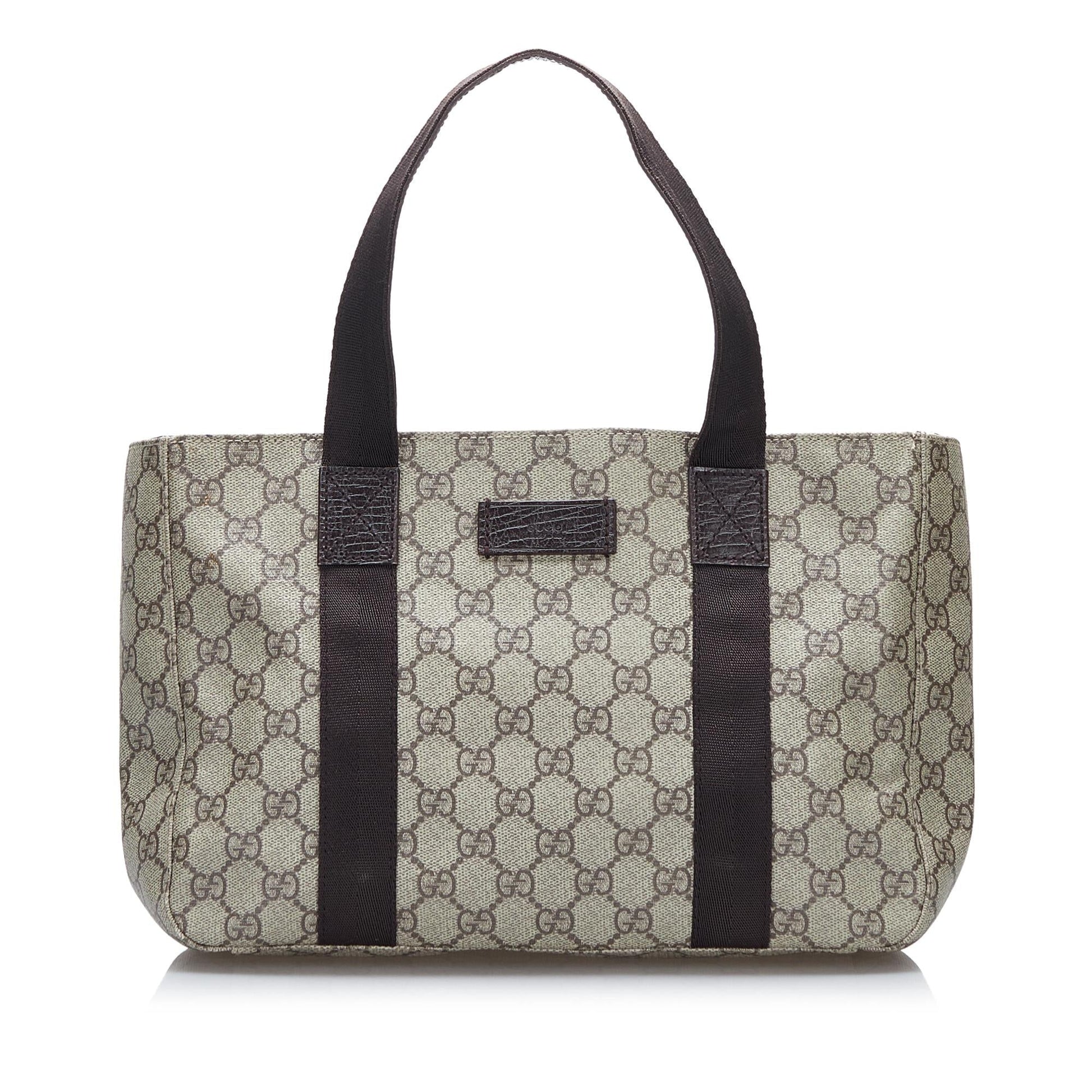 Gucci GG Supreme SHG Canvas Brown Satchel Bag Handbag Shg
