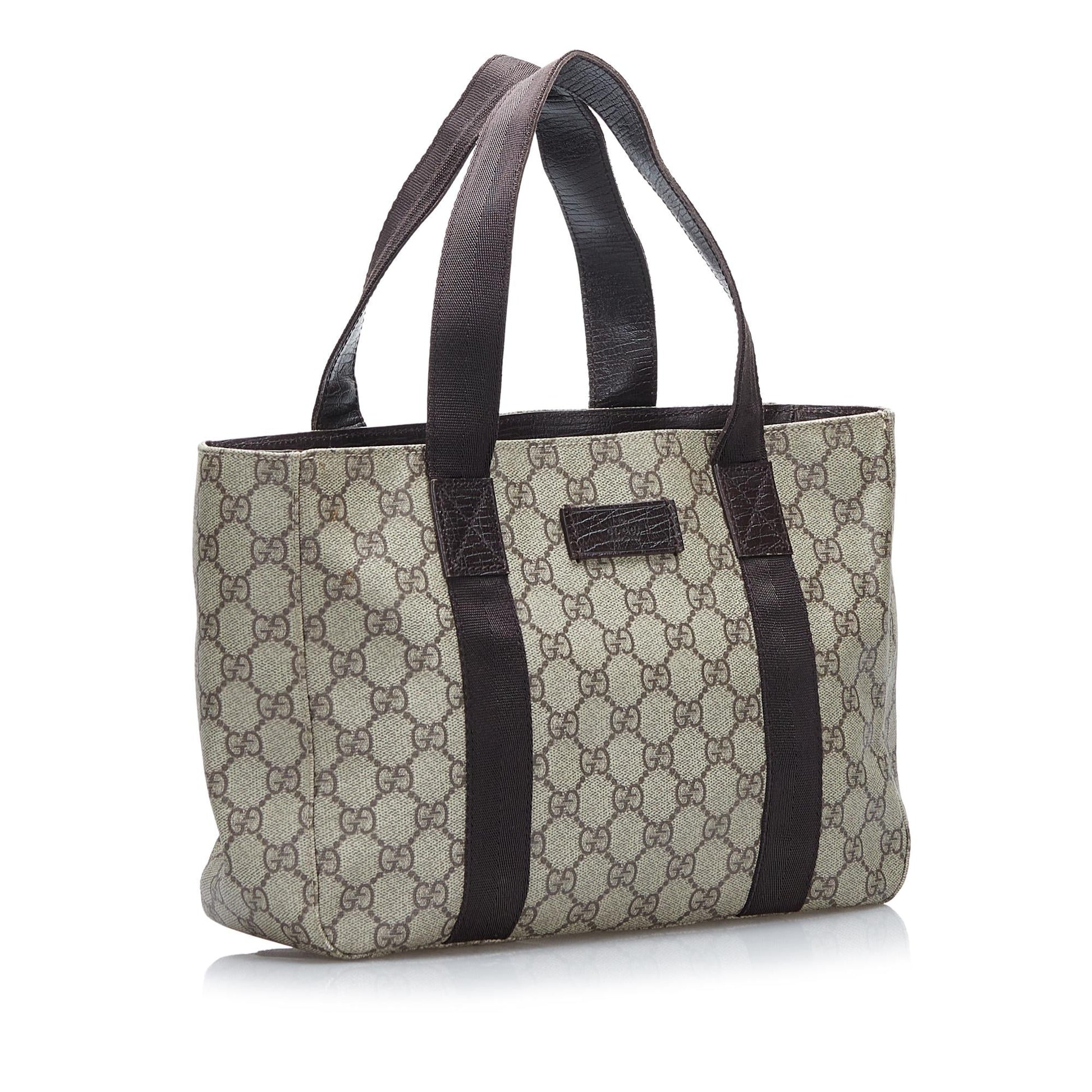 Gucci GG Supreme SHG Canvas Brown Satchel Bag Handbag Shg