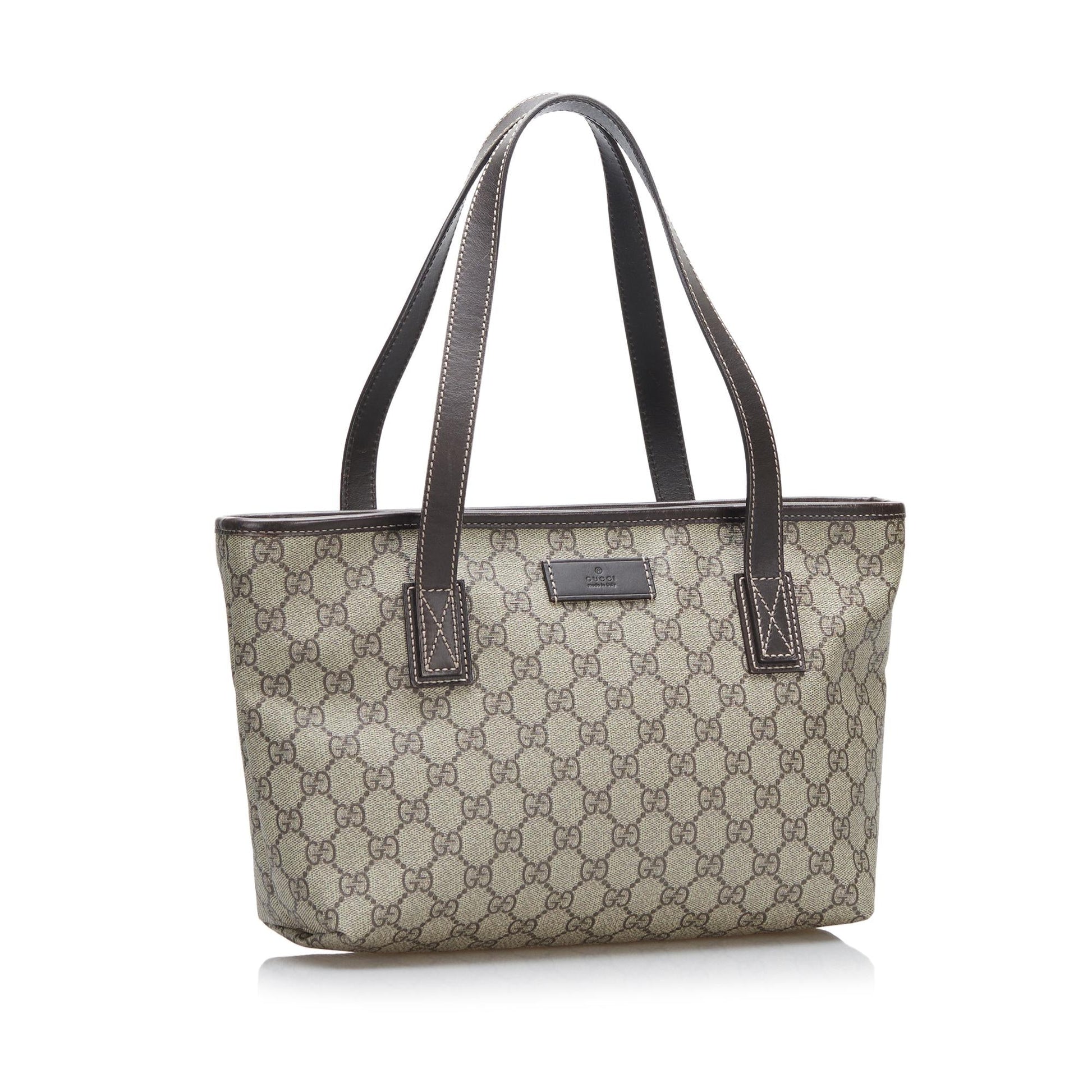 Gucci GG Supreme SHG-HWPonY Canvas Calf Brown Satchel Bag