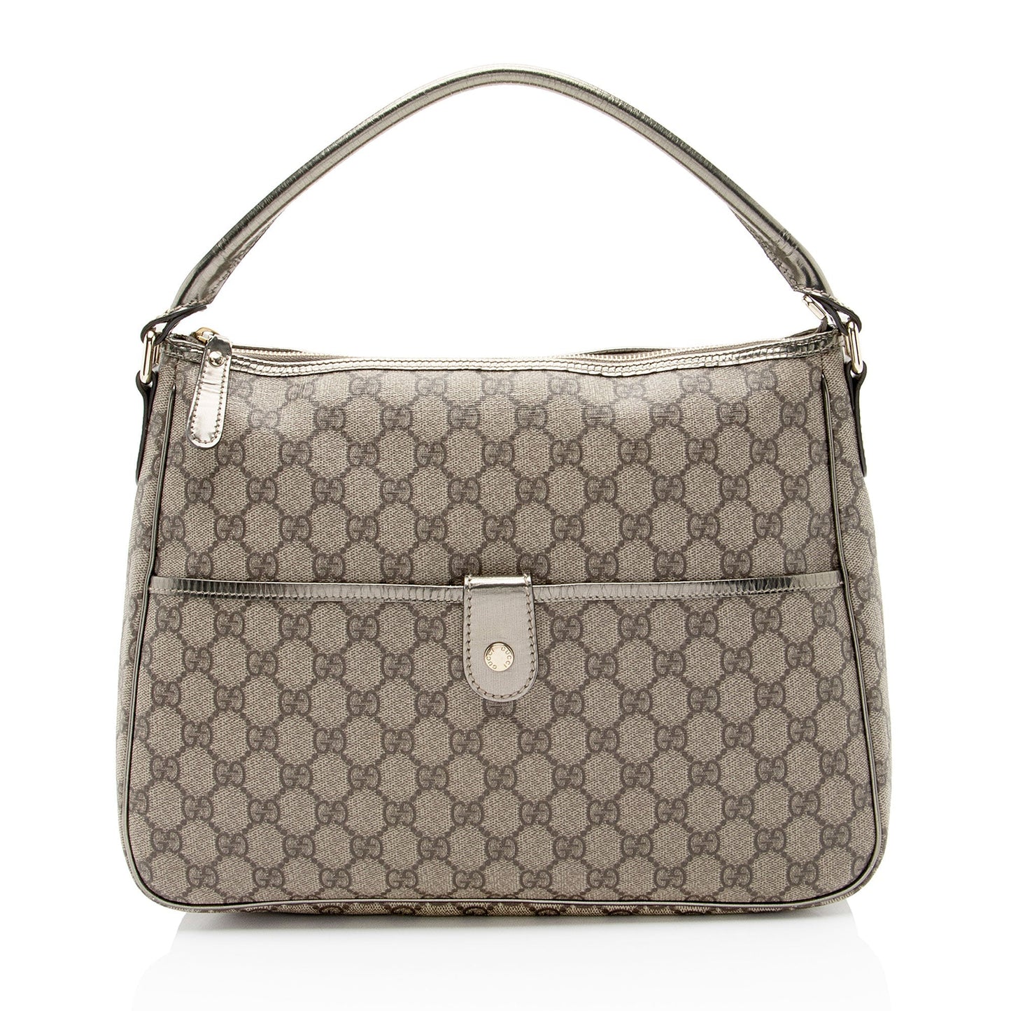 Gucci GG Supreme Pocket SHF-hYDufh Leather Canvas Brown Beige Shoulder Bag