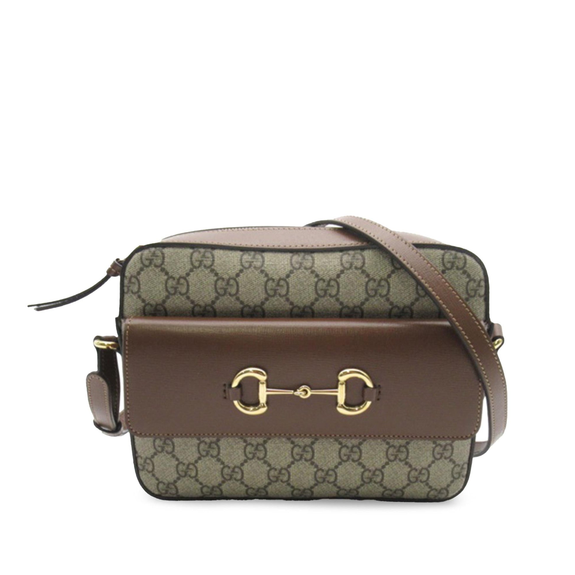 Gucci GG Supreme Horsebit SHG-jG3J3x Canvas Brown Crossbody Bag