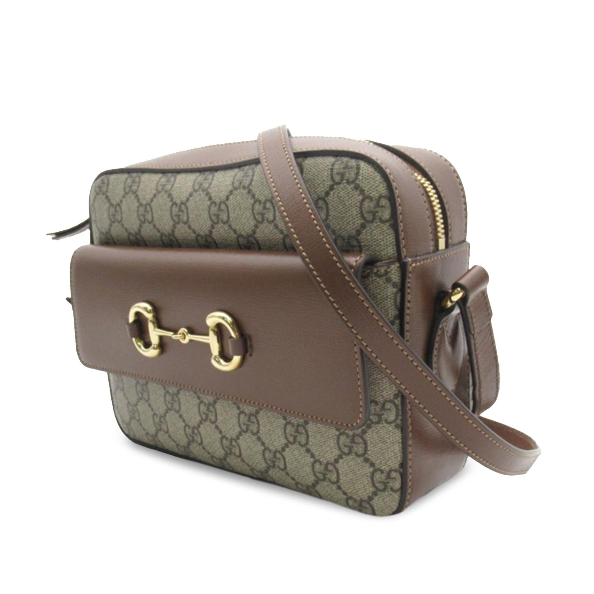 Gucci GG Supreme Horsebit SHG-jG3J3x Canvas Brown Crossbody Bag