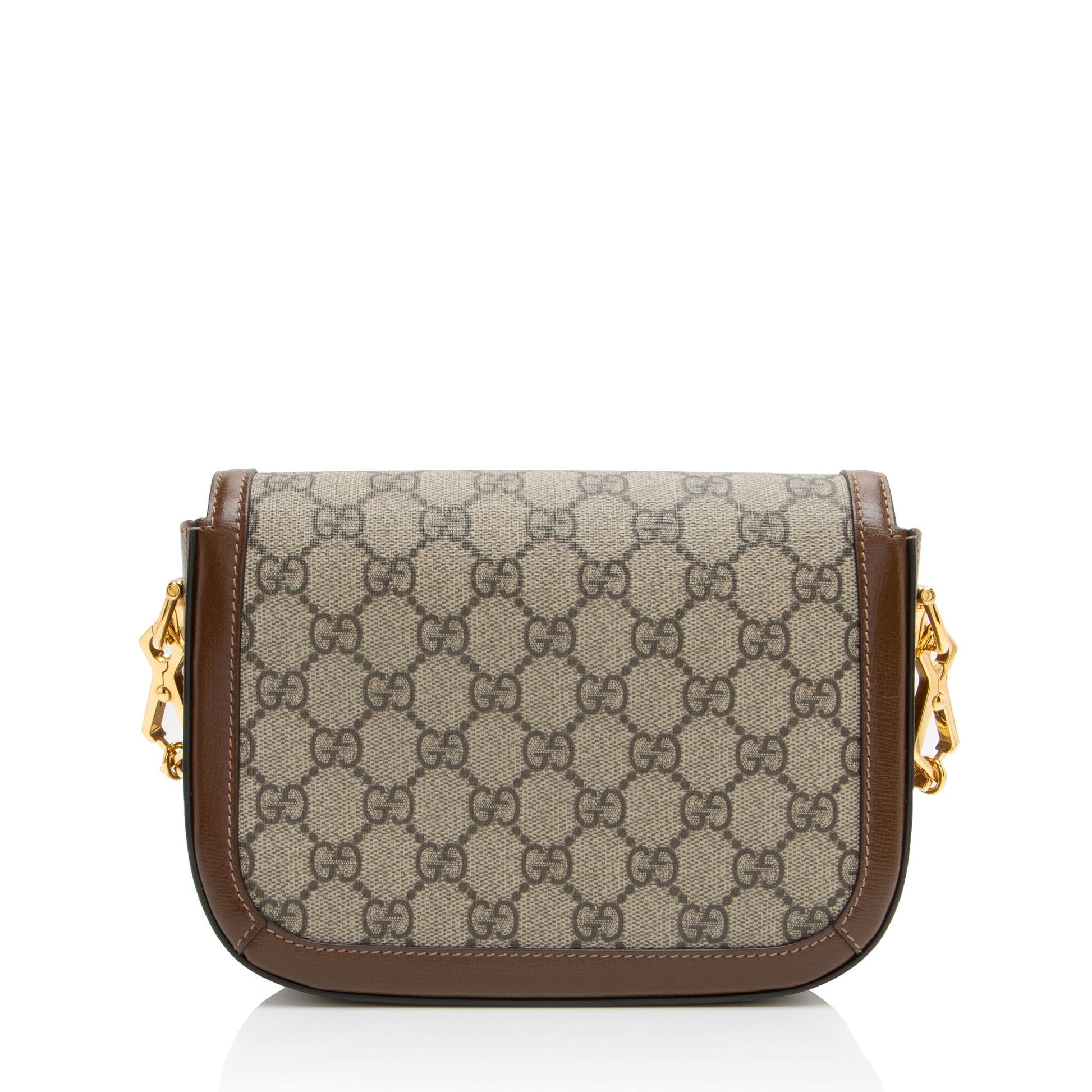 Gucci GG Supreme Horsebit Leather Canvas Nylon Brown Crossbody Bag
