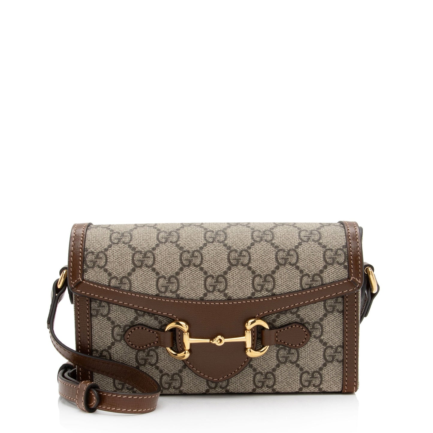 Gucci GG Supreme Horsebit SHF-IqWPZK Leather Canvas Brown Beige Crossbody Bag