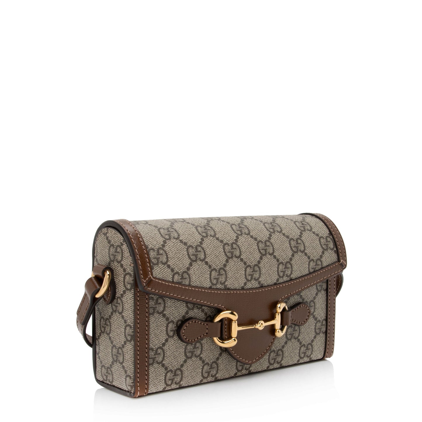 Gucci GG Supreme Horsebit SHF-IqWPZK Leather Canvas Brown Beige Crossbody Bag