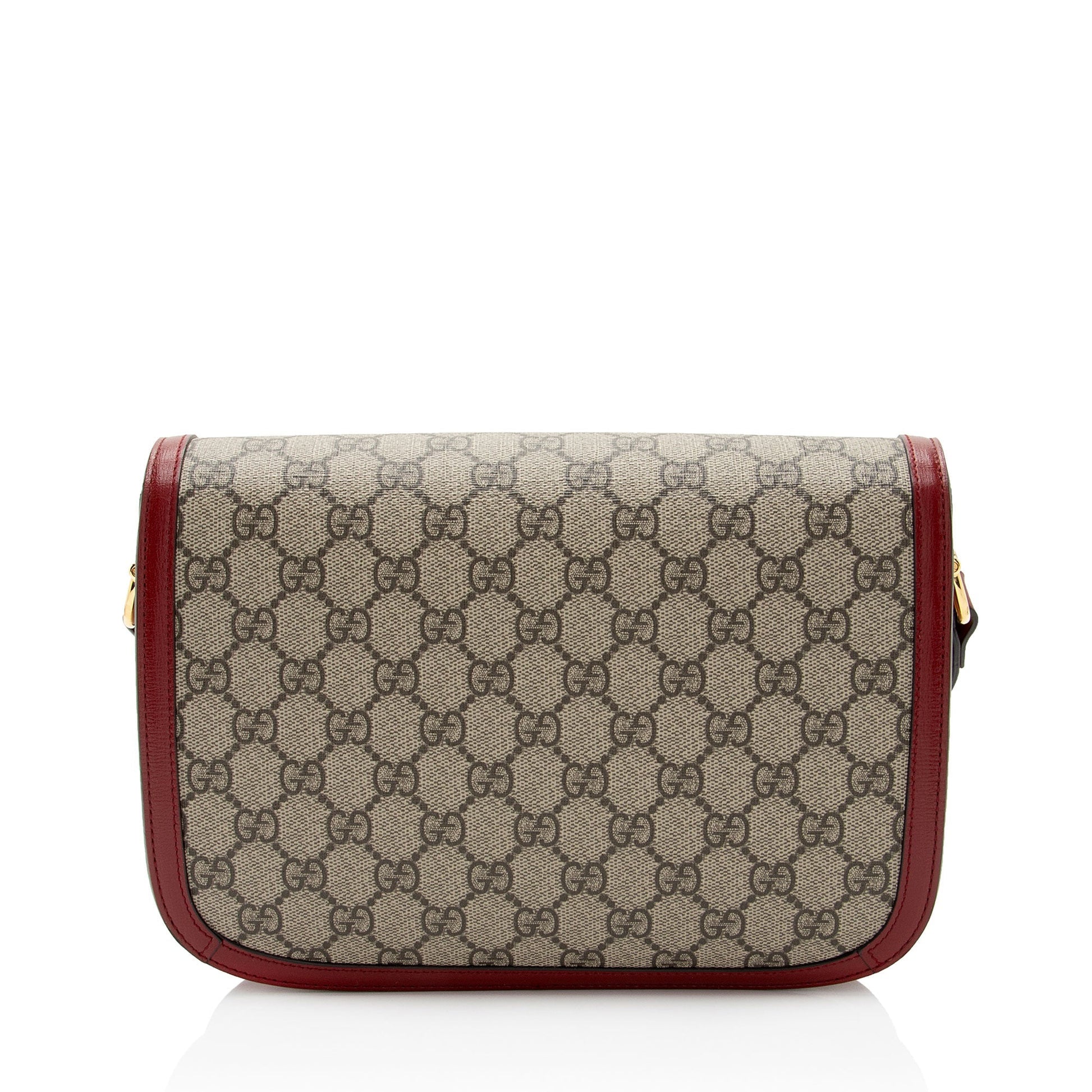 Gucci GG Supreme Horsebit SHF-aGjQ4R Leather Canvas Beige Red Crossbody Bag