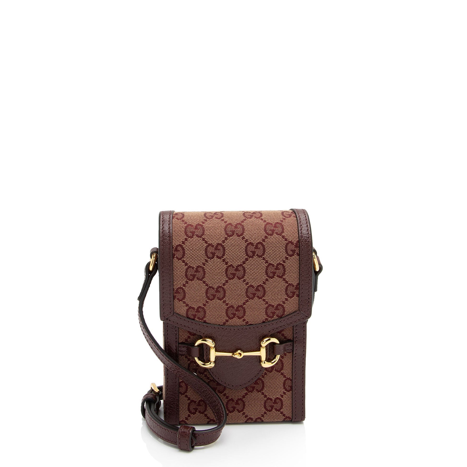 Gucci GG Supreme Horsebit Vertical SHF-bzUUtz Leather Canvas Red Mini Crossbody Bag