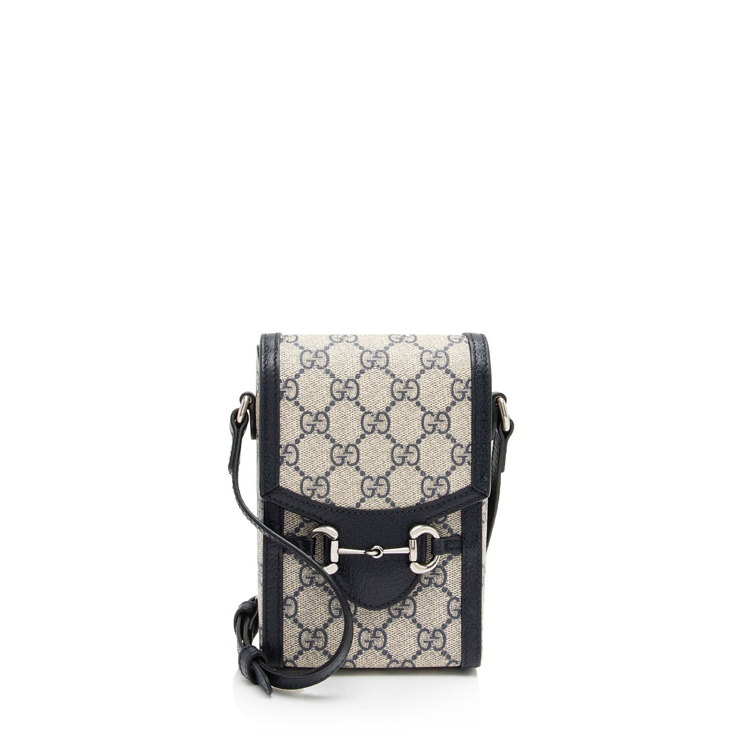 Gucci GG Supreme Horsebit Vertical SHF-QFKbub Leather Canvas Beige Blue Crossbody Bag
