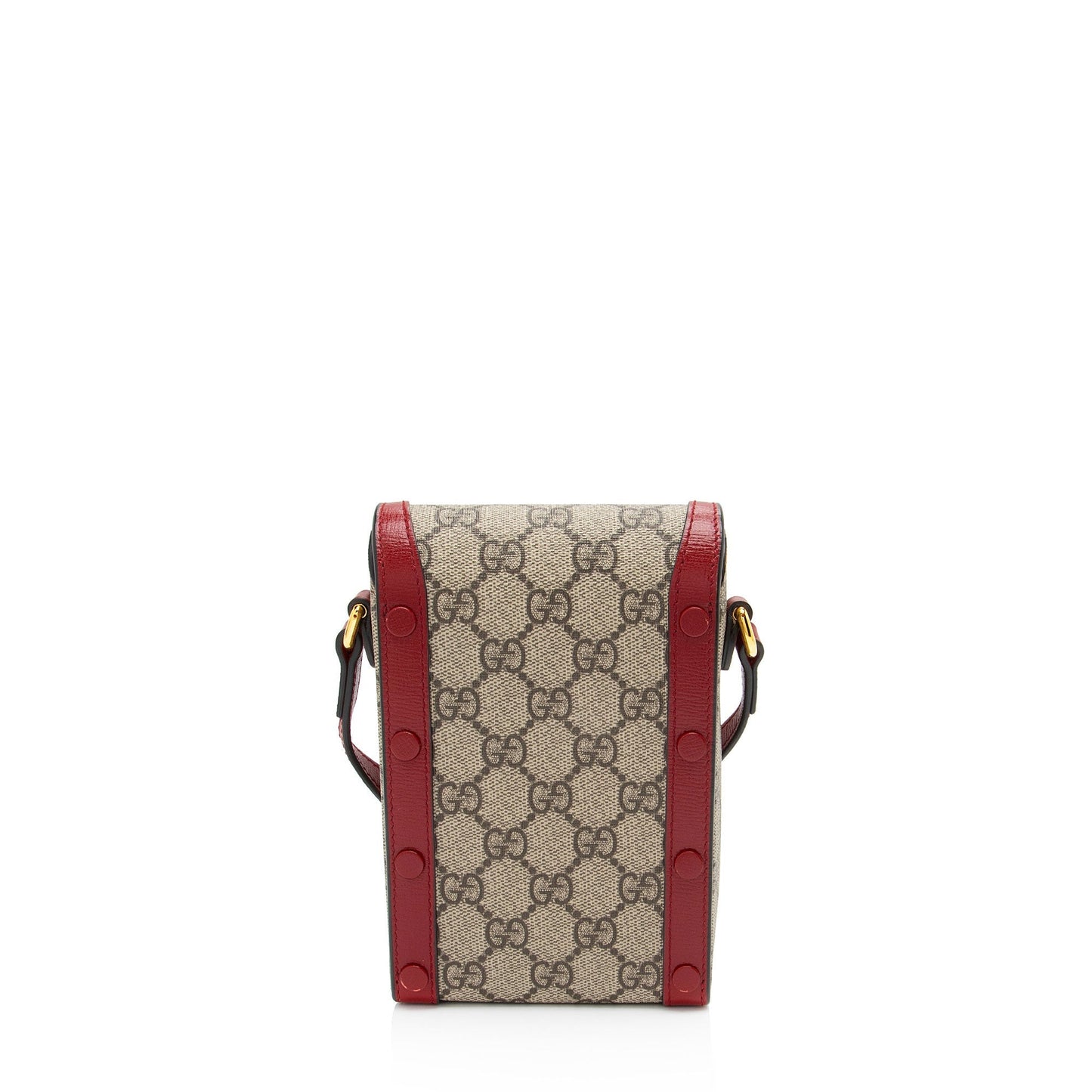 Gucci GG Supreme Horsebit Vertical SHF-ue12O9 Leather Canvas Beige Red Crossbody Bag