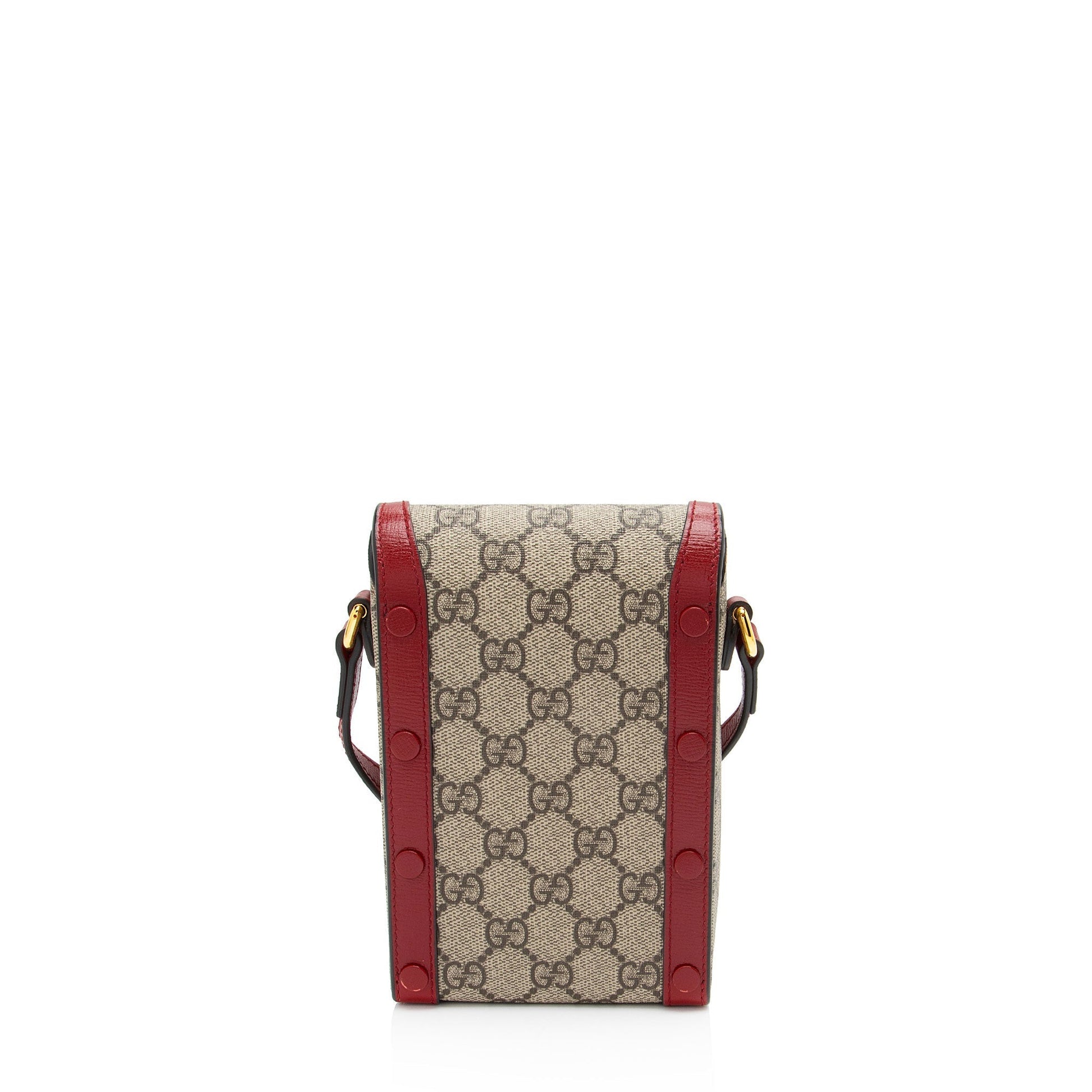Gucci GG Supreme Horsebit Vertical SHF-ue12O9 Leather Canvas Beige Red Crossbody Bag