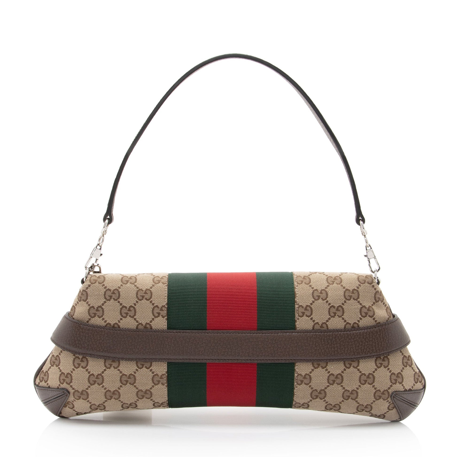 Gucci GG Supreme Horsebit Web Chain Leather Canvas Nylon Brown Shoulder Bag Shf Z3Mumz