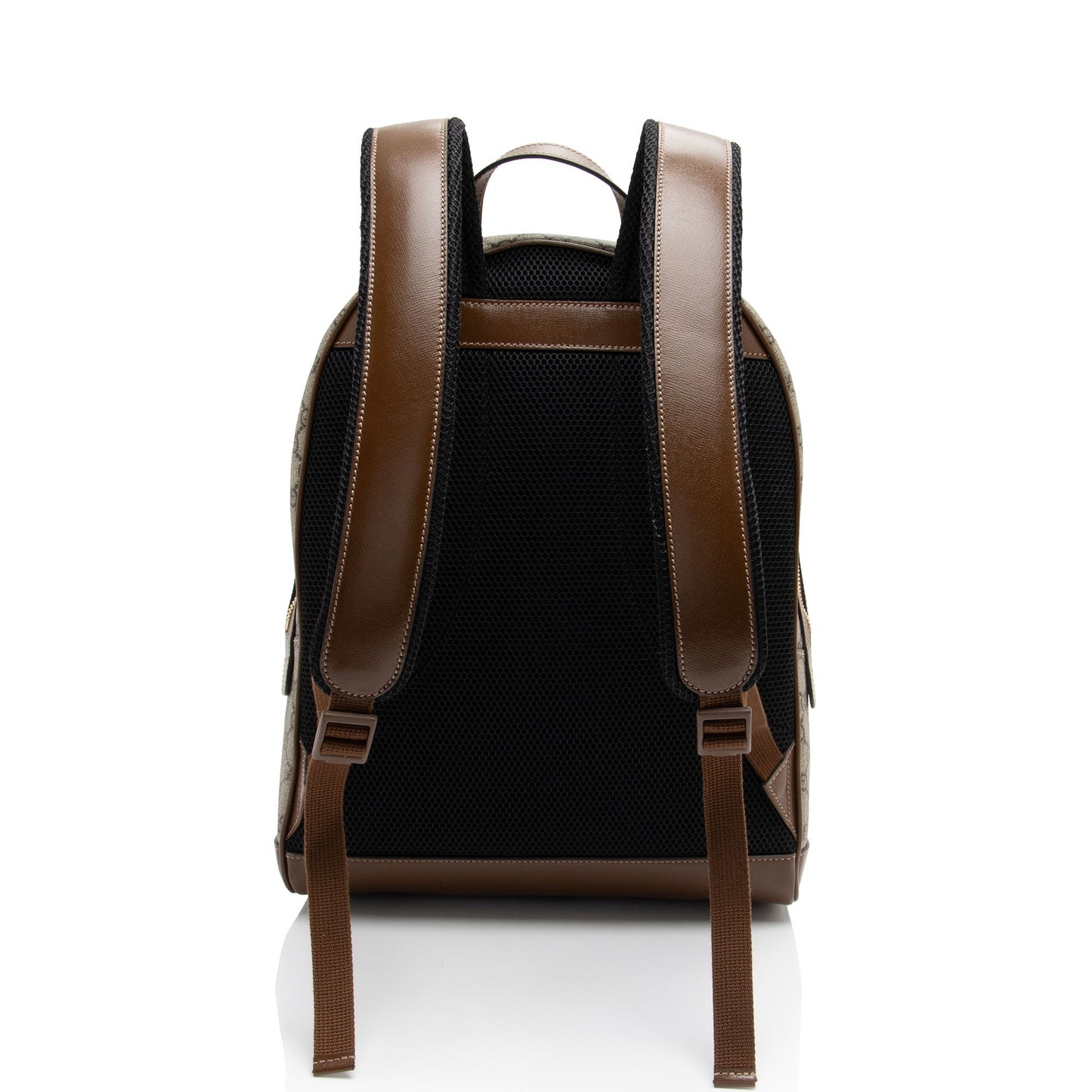 Gucci GG Supreme Interlocking G Backpack Leather Canvas Nylon Brown Shoulder Bag Shf Khisqt