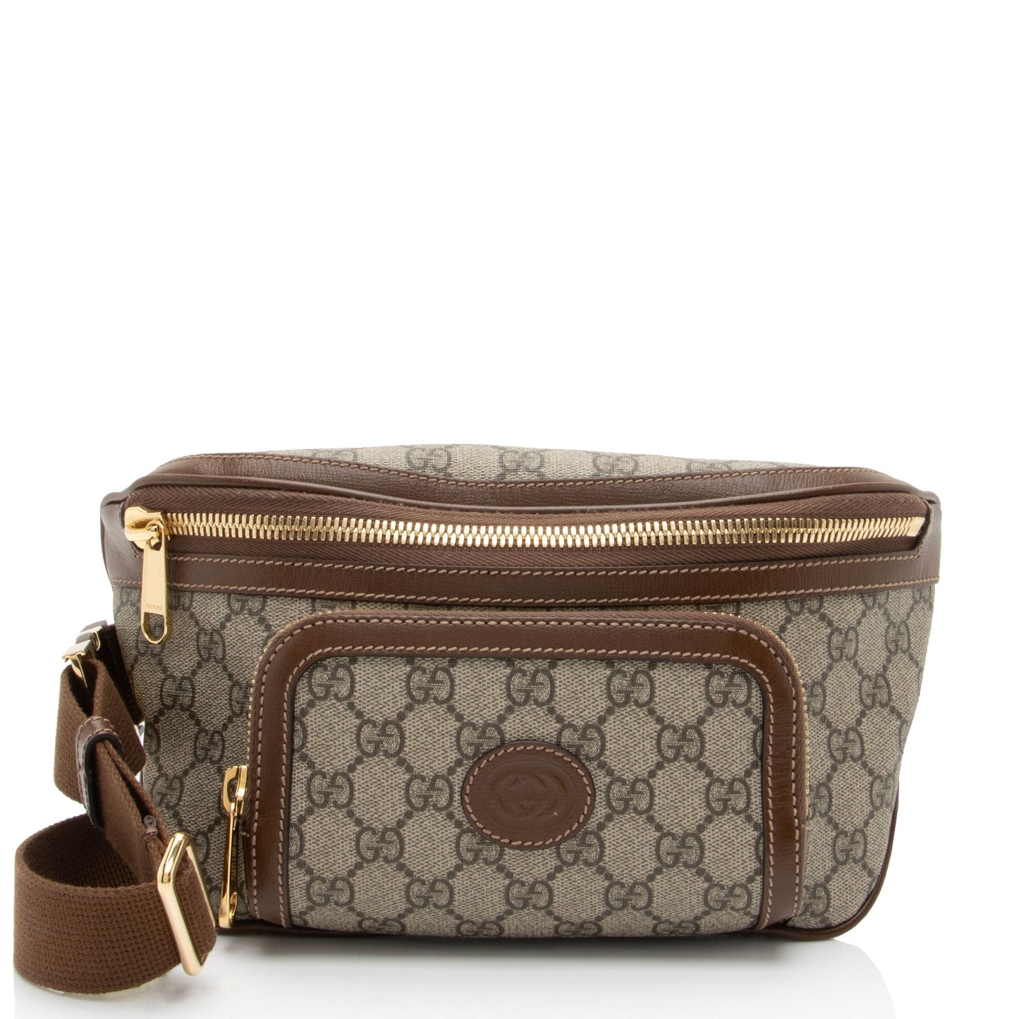 Gucci GG Supreme Interlocking G Belt Leather Canvas Nylon Brown Accessory Shf Fwwyii
