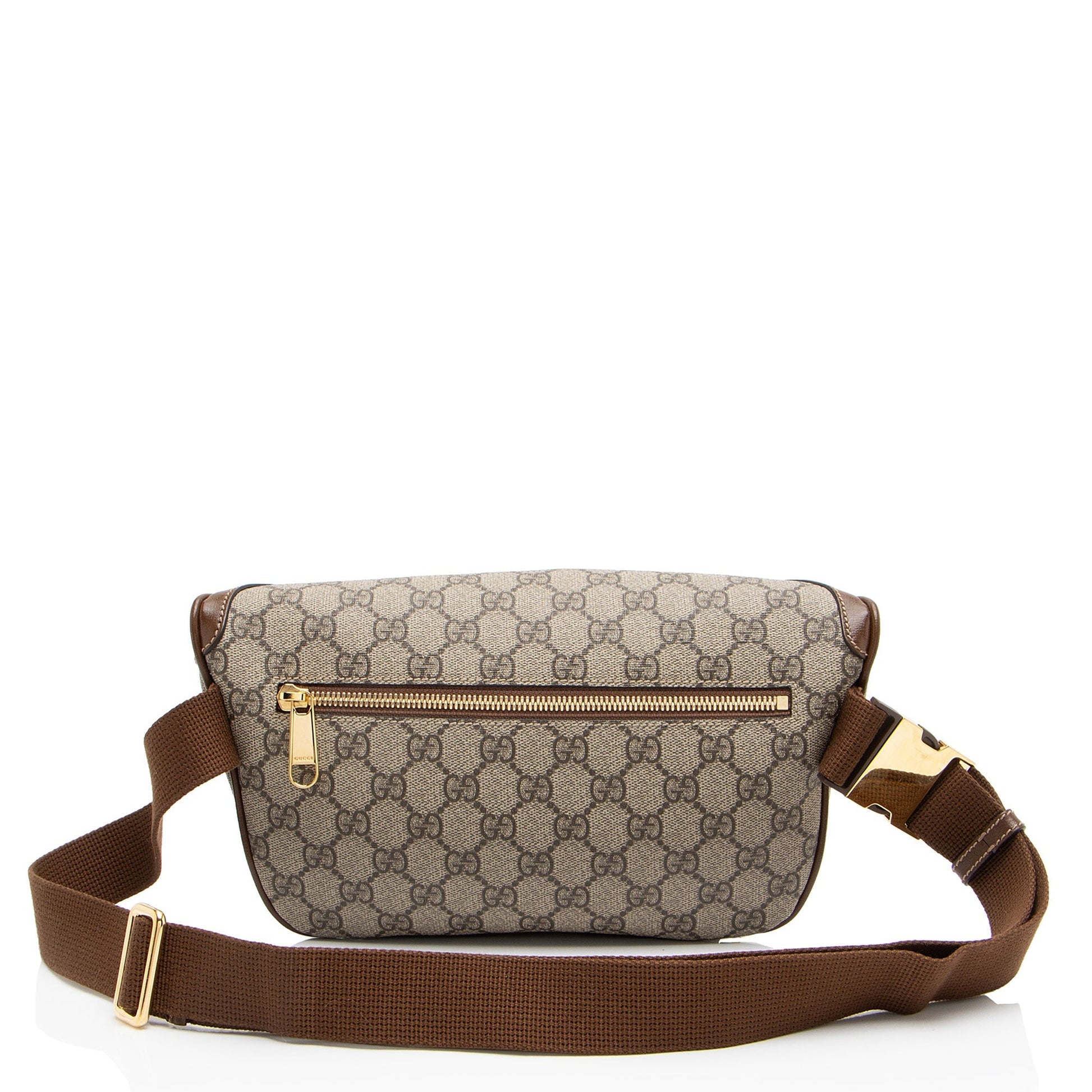 Gucci GG Supreme Interlocking G Belt Leather Canvas Nylon Brown Accessory