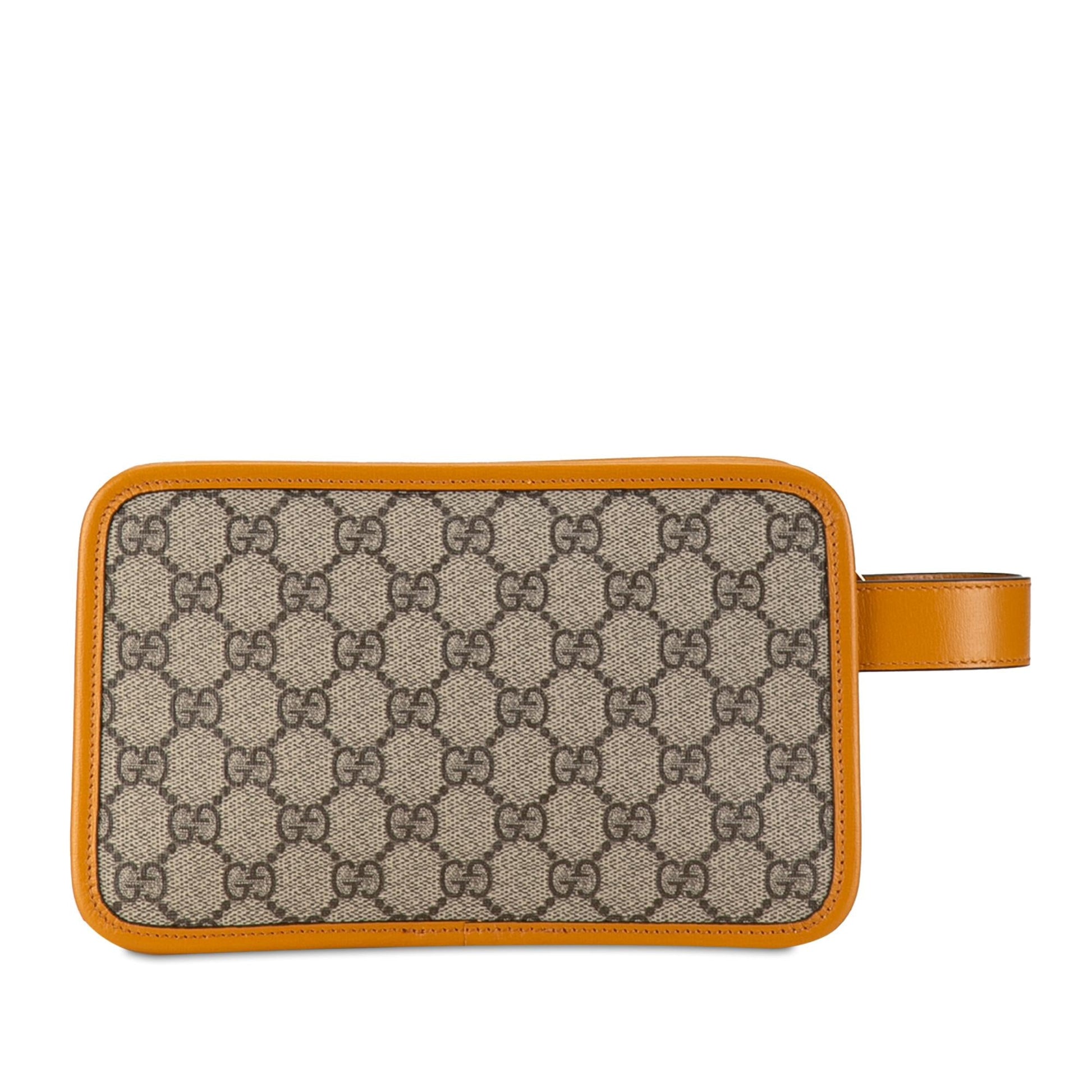 Gucci GG Supreme Interlocking G SHG-d5SKs0 Canvas Calf Brown Clutch Bag