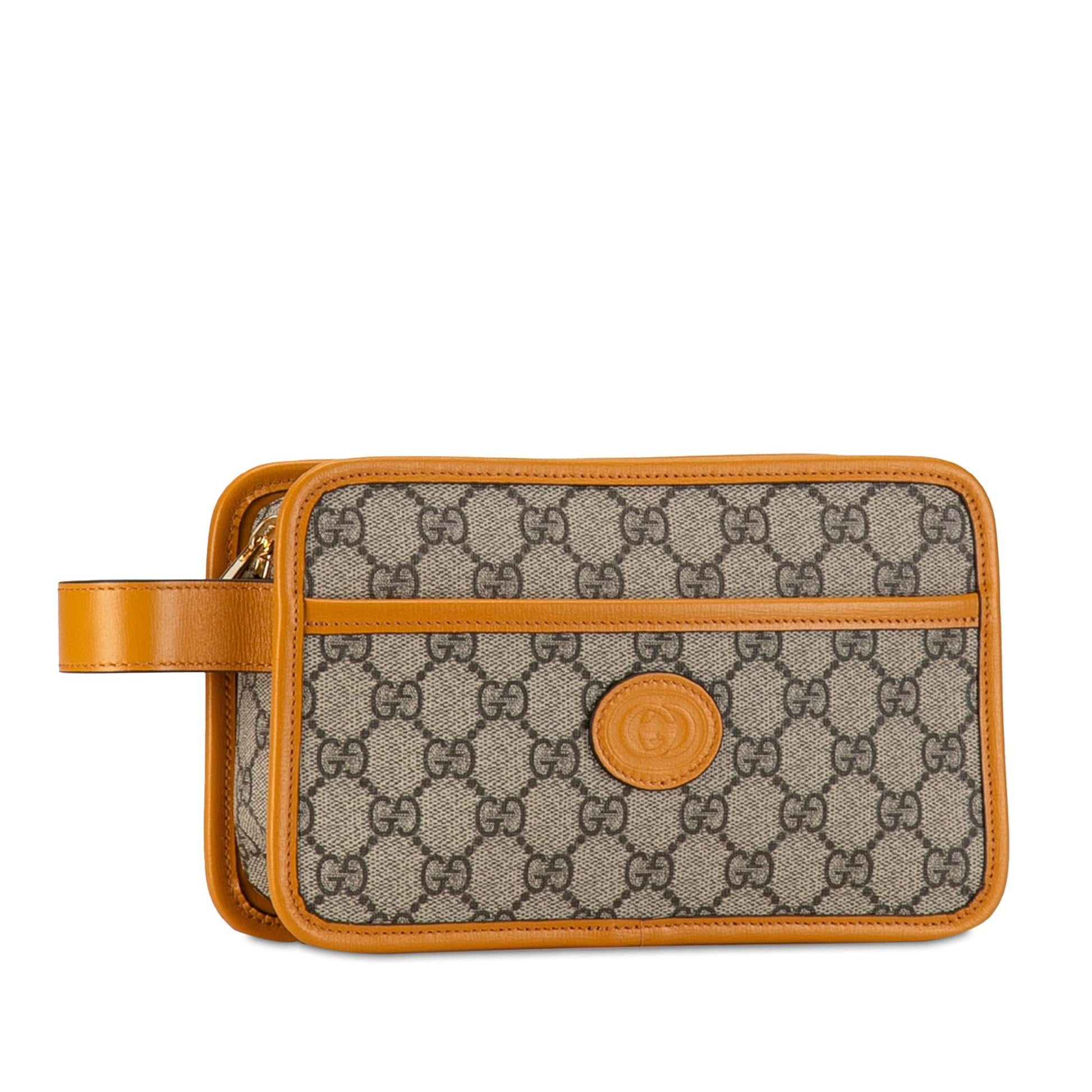 Gucci GG Supreme Interlocking G SHG-d5SKs0 Canvas Calf Brown Clutch Bag