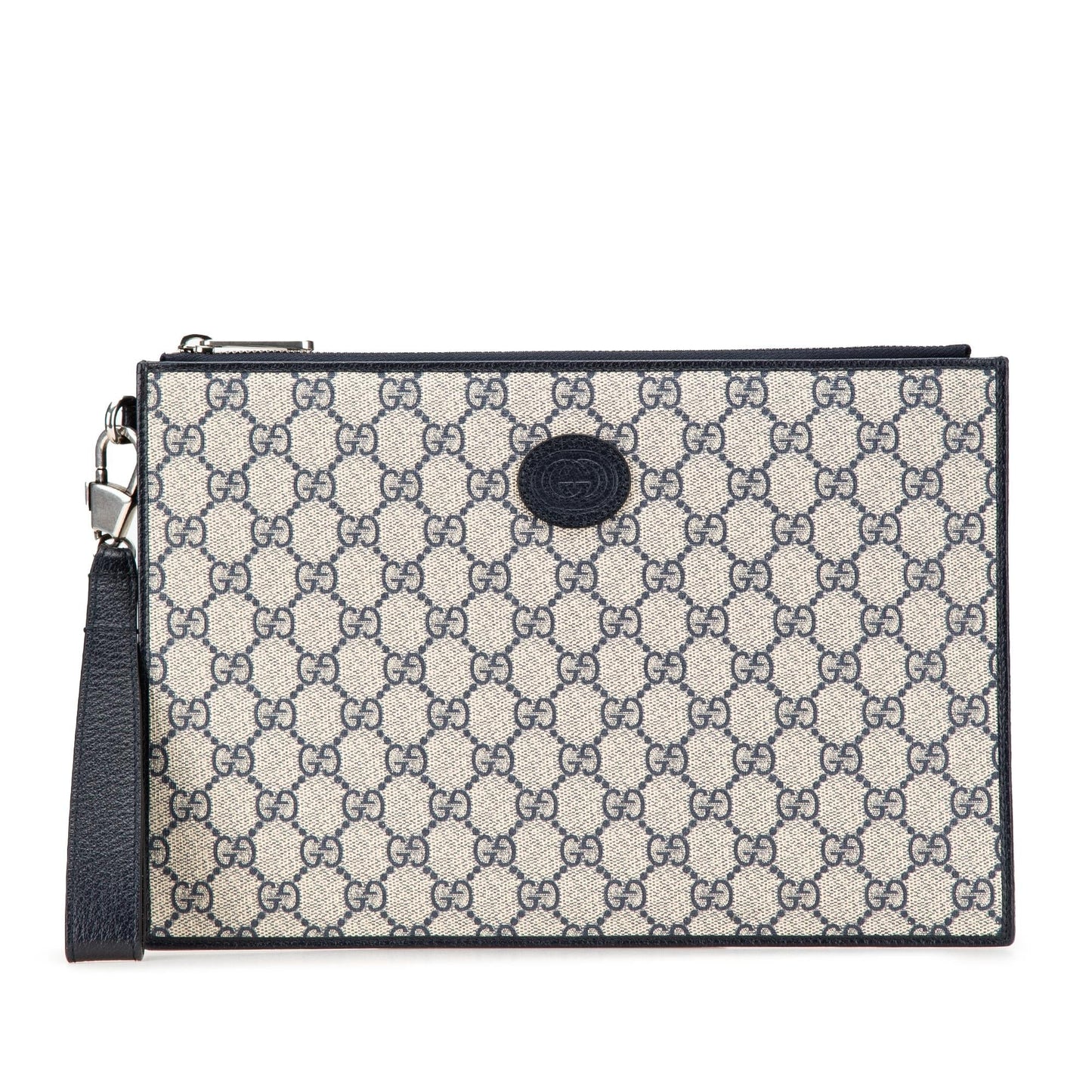 Gucci GG Supreme Interlocking G Canvas Calf Brown Clutch Bag