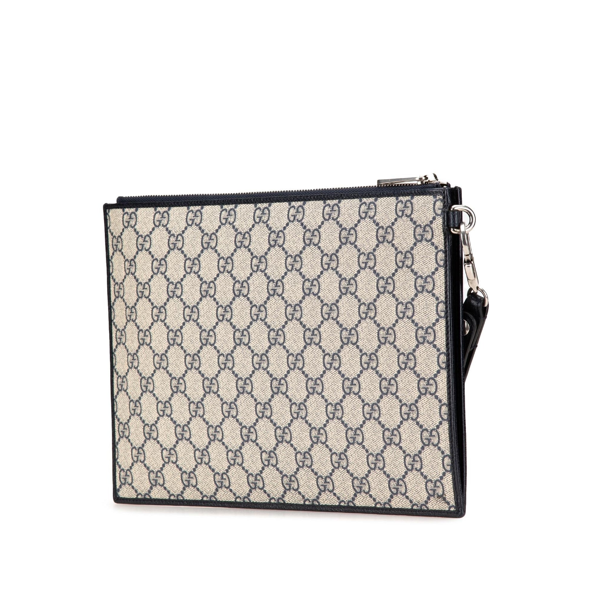 Gucci GG Supreme Interlocking G Canvas Calf Brown Clutch Bag