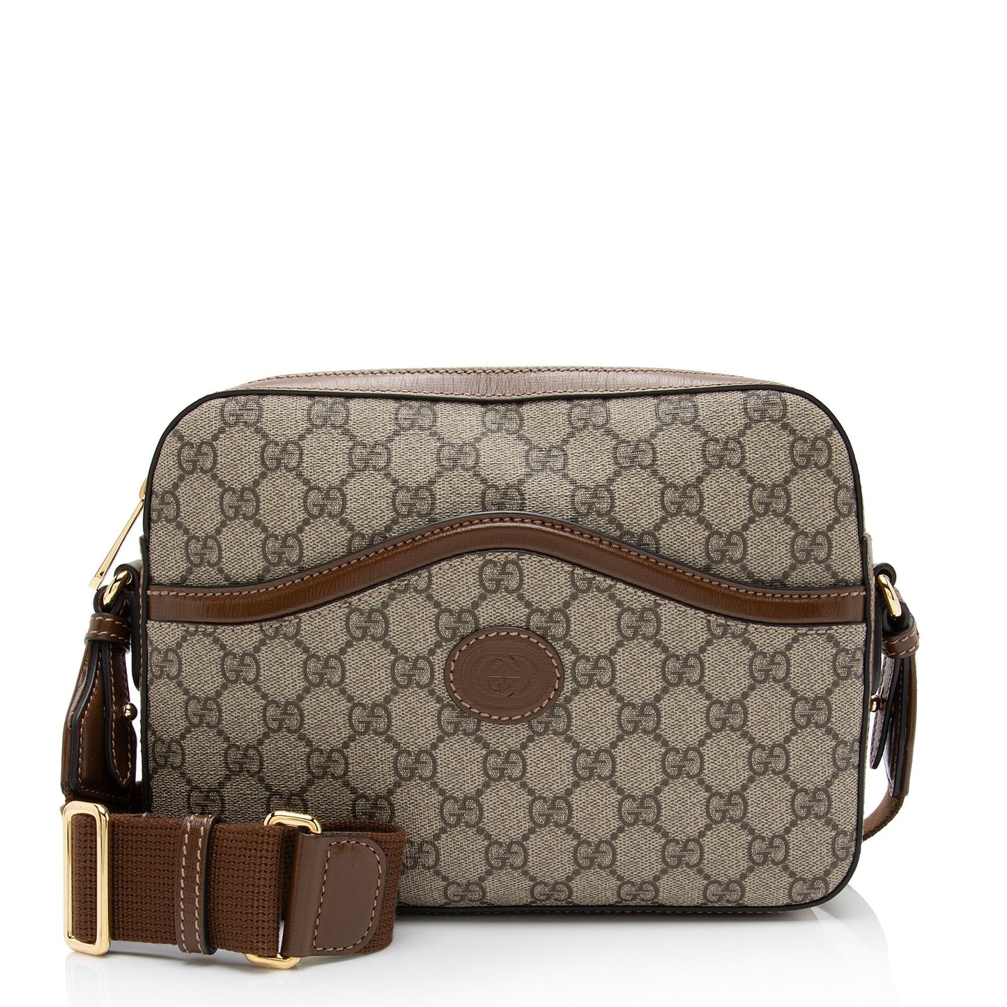 Gucci GG Supreme Retro Messenger SHF-oMskZD Leather Canvas Nylon Brown Shoulder Bag