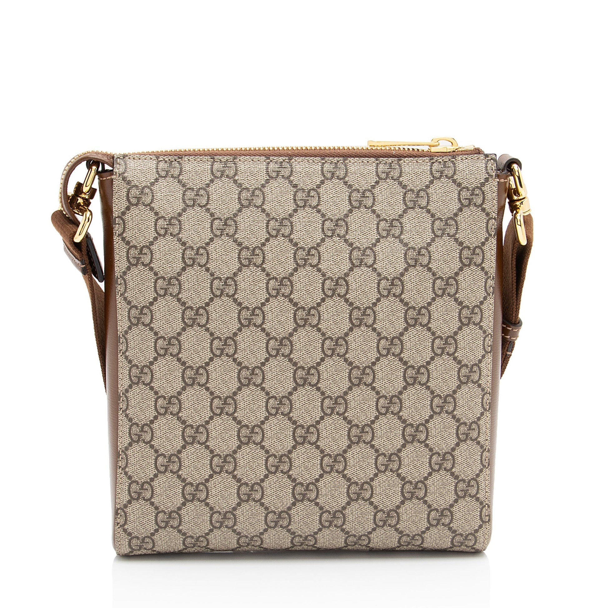 Gucci GG Supreme Interlocking G Messenger Leather Canvas Nylon Brown Shoulder Bag Shf Xfbd7L
