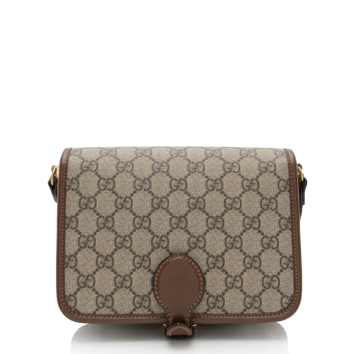 Gucci GG Supreme Interlocking G Leather Canvas Brown Mini Crossbody Bag