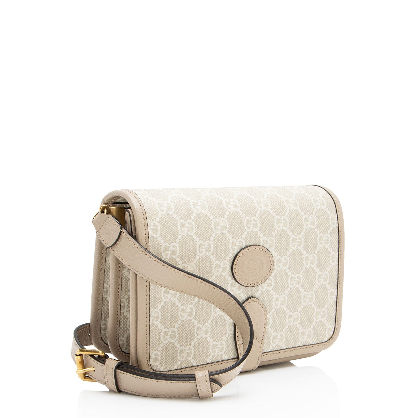 Gucci GG Supreme Interlocking G Leather Canvas Beige Mini Crossbody Bag