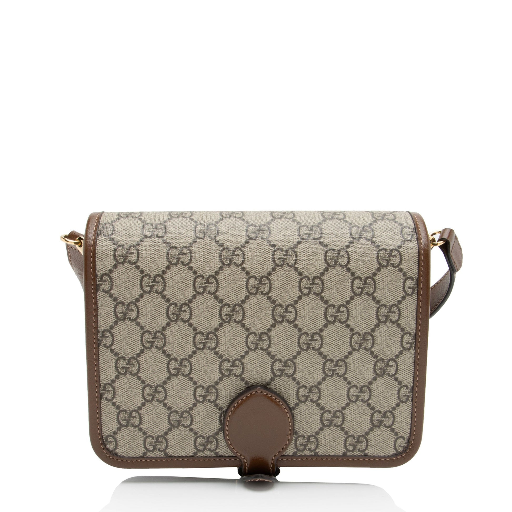 Gucci GG Supreme Interlocking G Leather Canvas Brown Mini Crossbody Bag Mini Crossbody